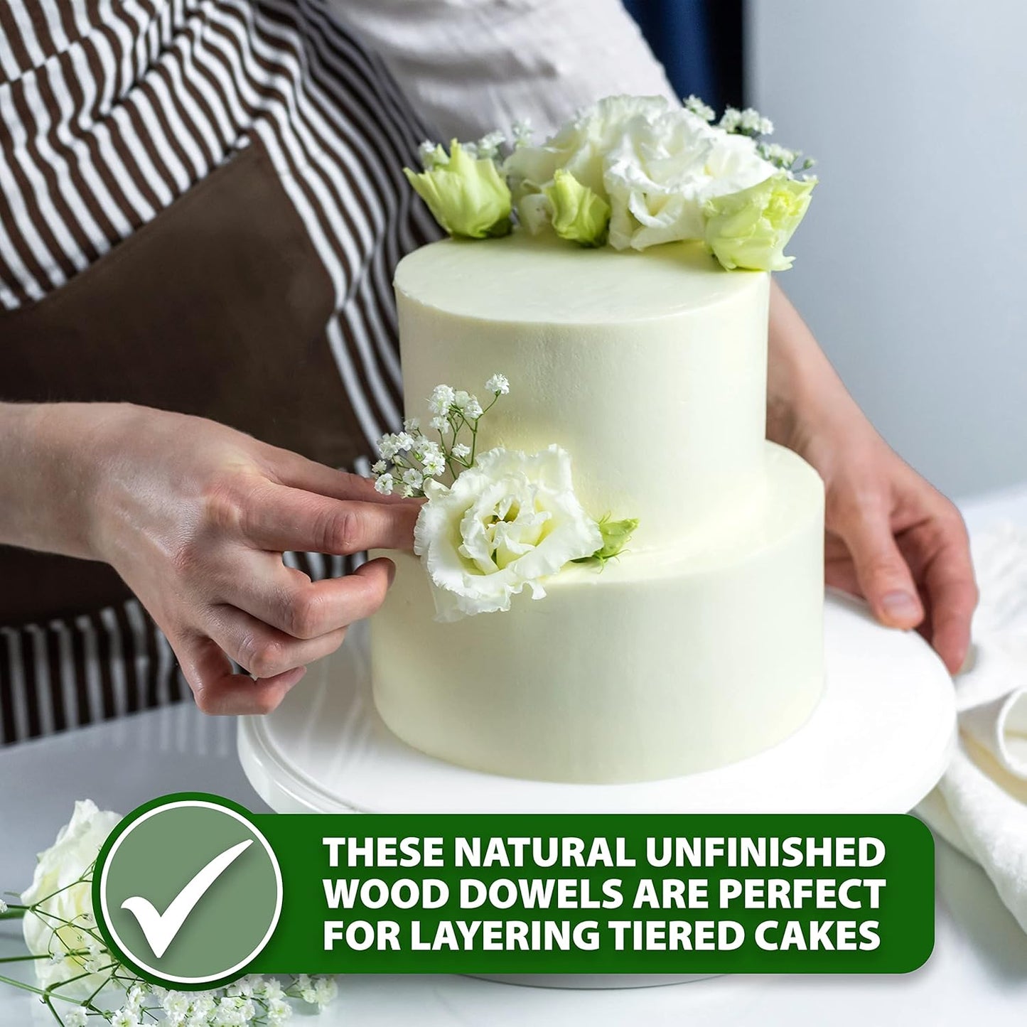 Mandala Crafts Wood Sticks Wooden Dowel Rods 18 Inches Wooden Sticks for Crafts Sticks Macrame Dowels - 40 Unfinished Wood Dowels 1/4 Inch Cake Dowels for Tiered Cakes