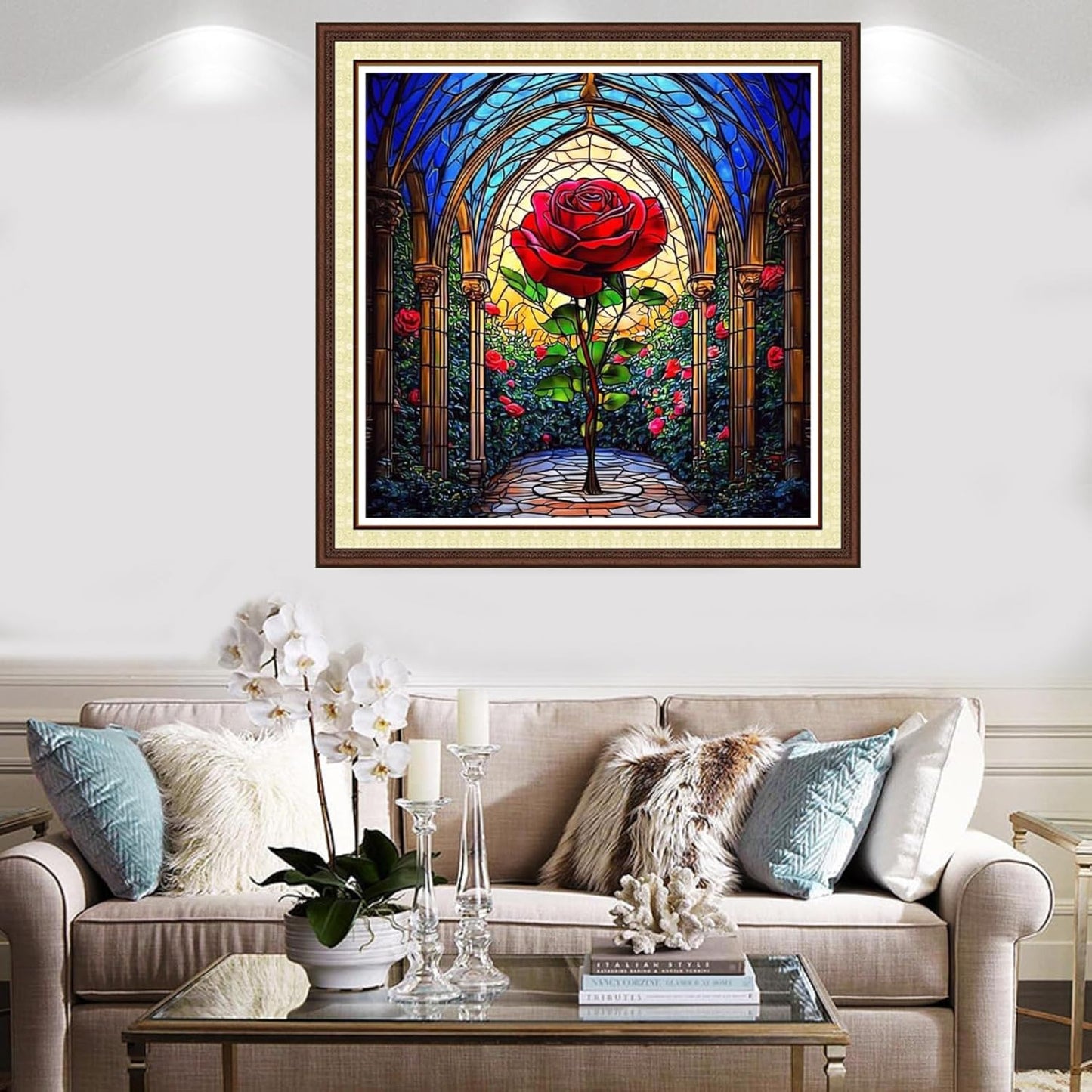 Findvoor Counted Cross Stitch Kits for Adults Full Range of Cross Stitching Embroidery Unprinted Pattern for Beginners, 11CT Needlepoint Kit Patterns Embroidery Kits-Magic Rose 18x18 inch