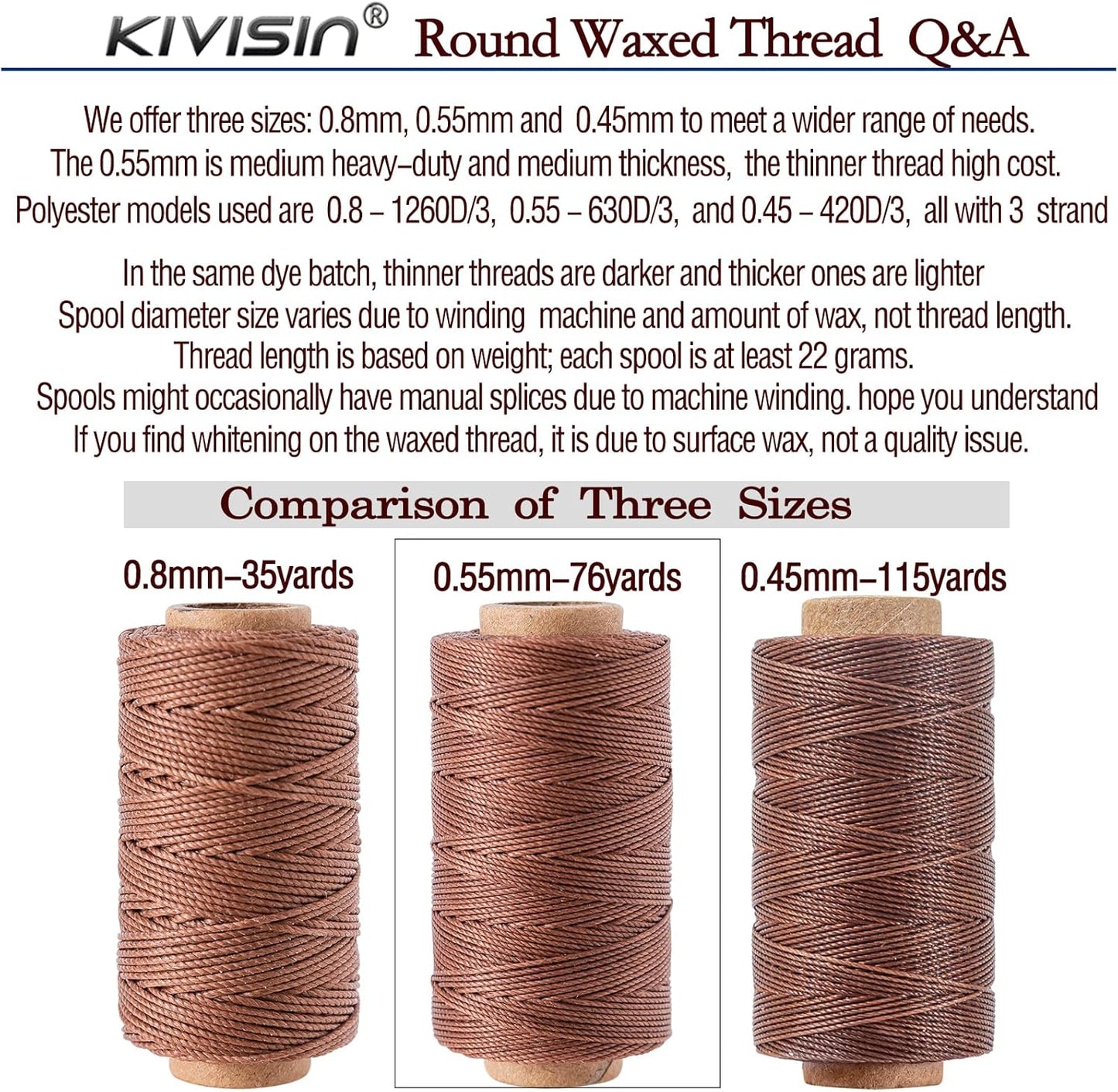 Round Polyester Waxed Thread 0.55mm, 12 Neutral Colors 76 Yards/Spool Wax Coated String Thin Cord for Leather Upholstery Sewing, Stitching, Bookbinding, Beading, Micro Knotting and Braiding