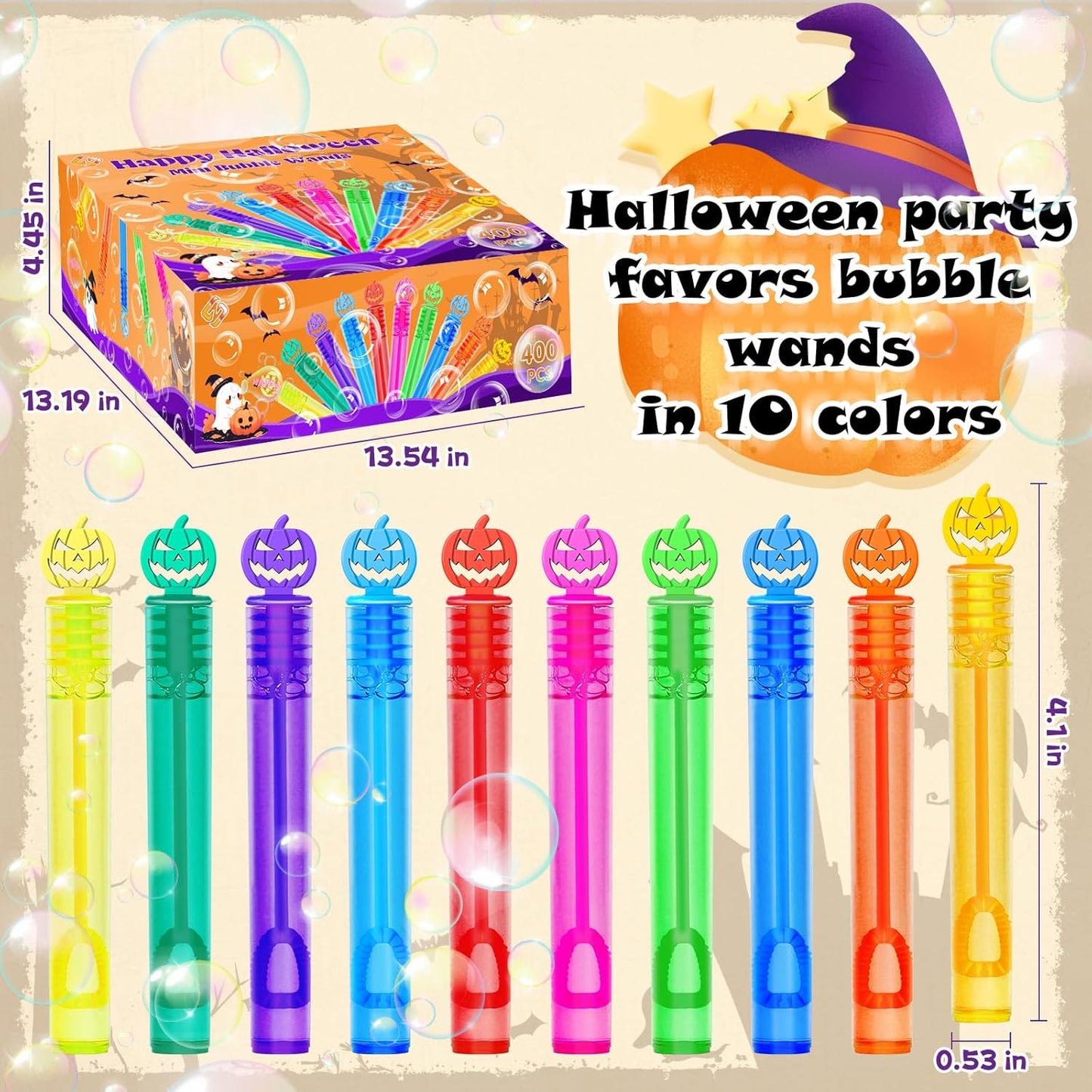 400 Piece Halloween Party Favor Bubbles, Halloween Bubble Wands Bulk for Kids Party Favor Supplies, Trick or Treat Goodie Bags, School Classroom Game Rewards, Halloween Miniatures