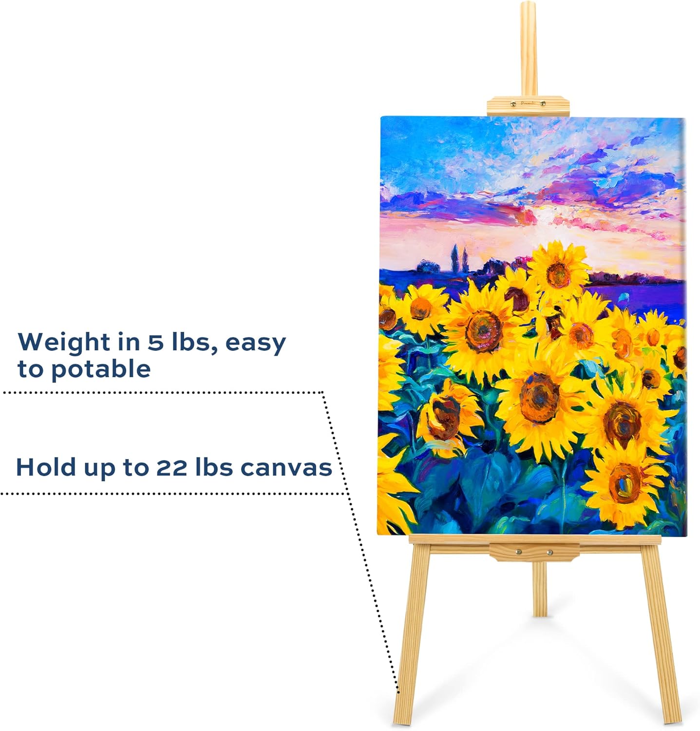 Wooden Easel Stand for Painting, 45" Adjustable Height Folding Art Easel for Canvas, Drawing, Wedding Signs & Posters, Ideal for Adults, Artists, Beginners, Students & Kids