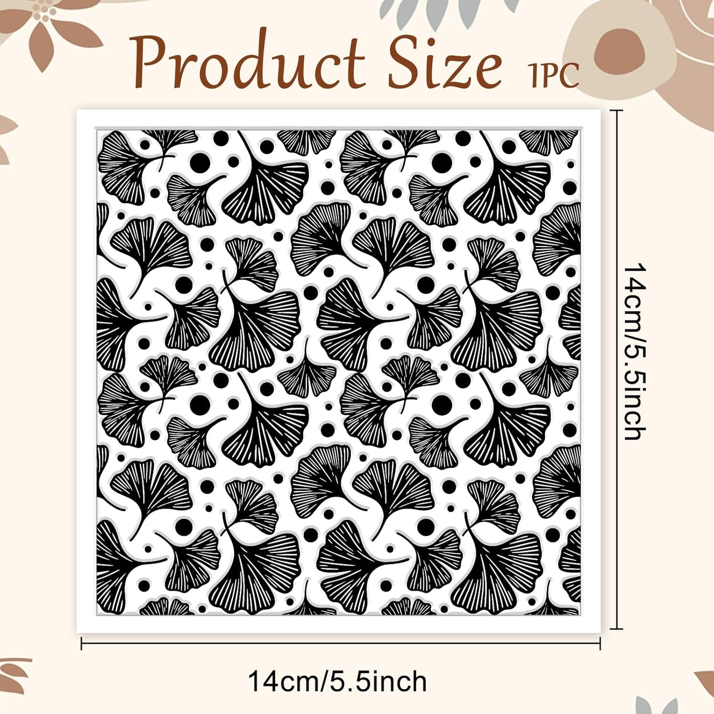 CHGCRAFT Ginkgo Biloba Plant Polymer Clay Texture Sheets Ginkgo Leaf Pattern Silicone Texture Stamp Clay Texture Mat Modeling Pattern Pad Sheets for Jewelry and Earrings Tools, 5.5x5.5 inch