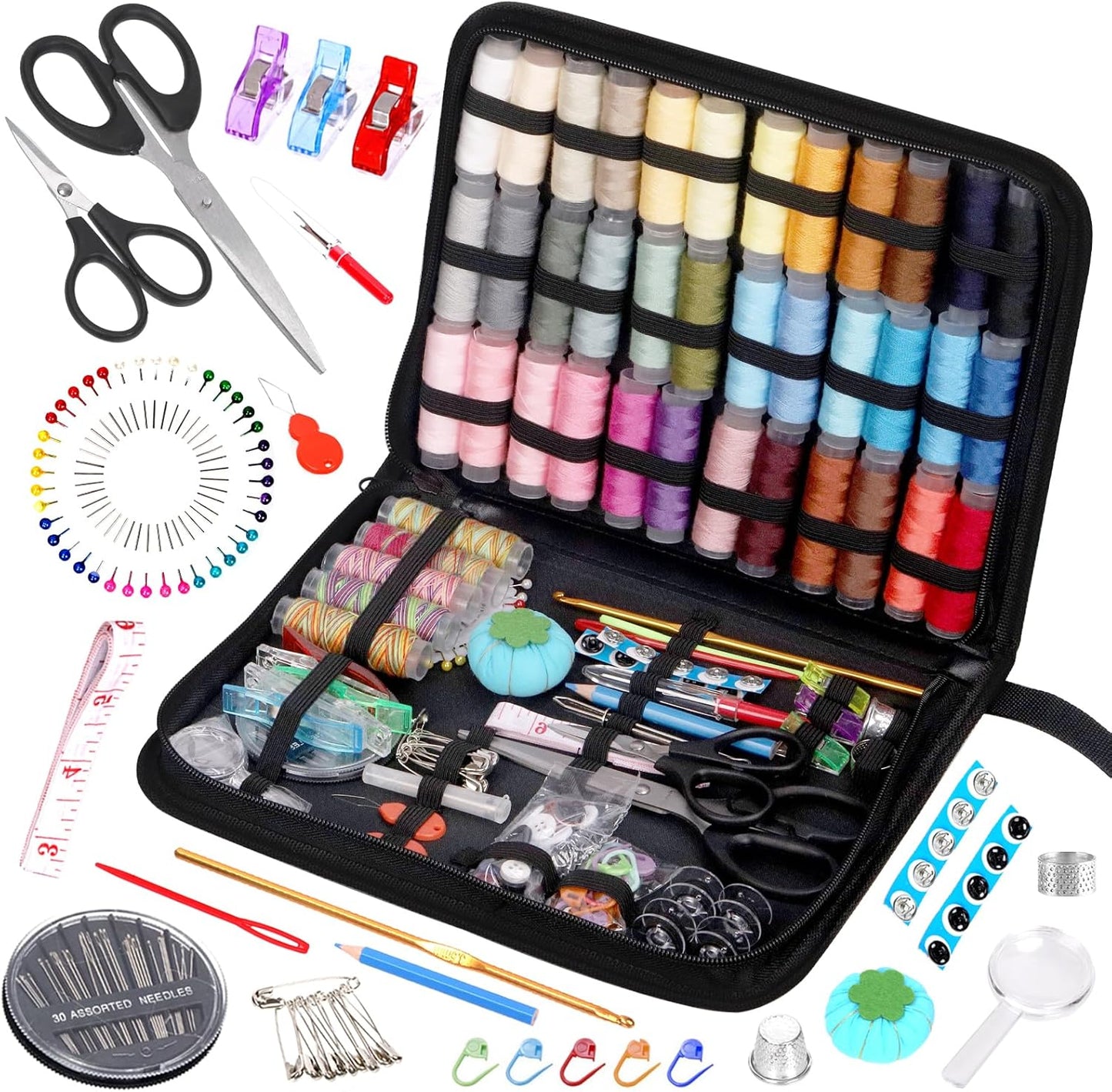Rustark 217Pcs Sewing Kit with Portable Bag, Premium Sewing Supplies Kit Includes 41 Colors Sewing Threads and Accessories Kit for Home Traveler Emergency Sewing Repair
