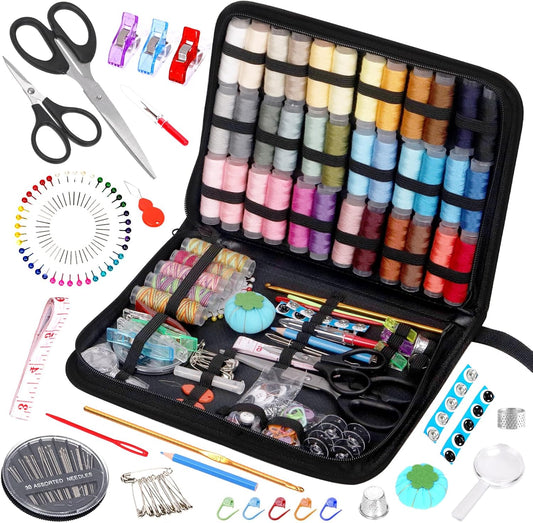 Rustark 217Pcs Sewing Kit with Portable Bag, Premium Sewing Supplies Kit Includes 41 Colors Sewing Threads and Accessories Kit for Home Traveler Emergency Sewing Repair
