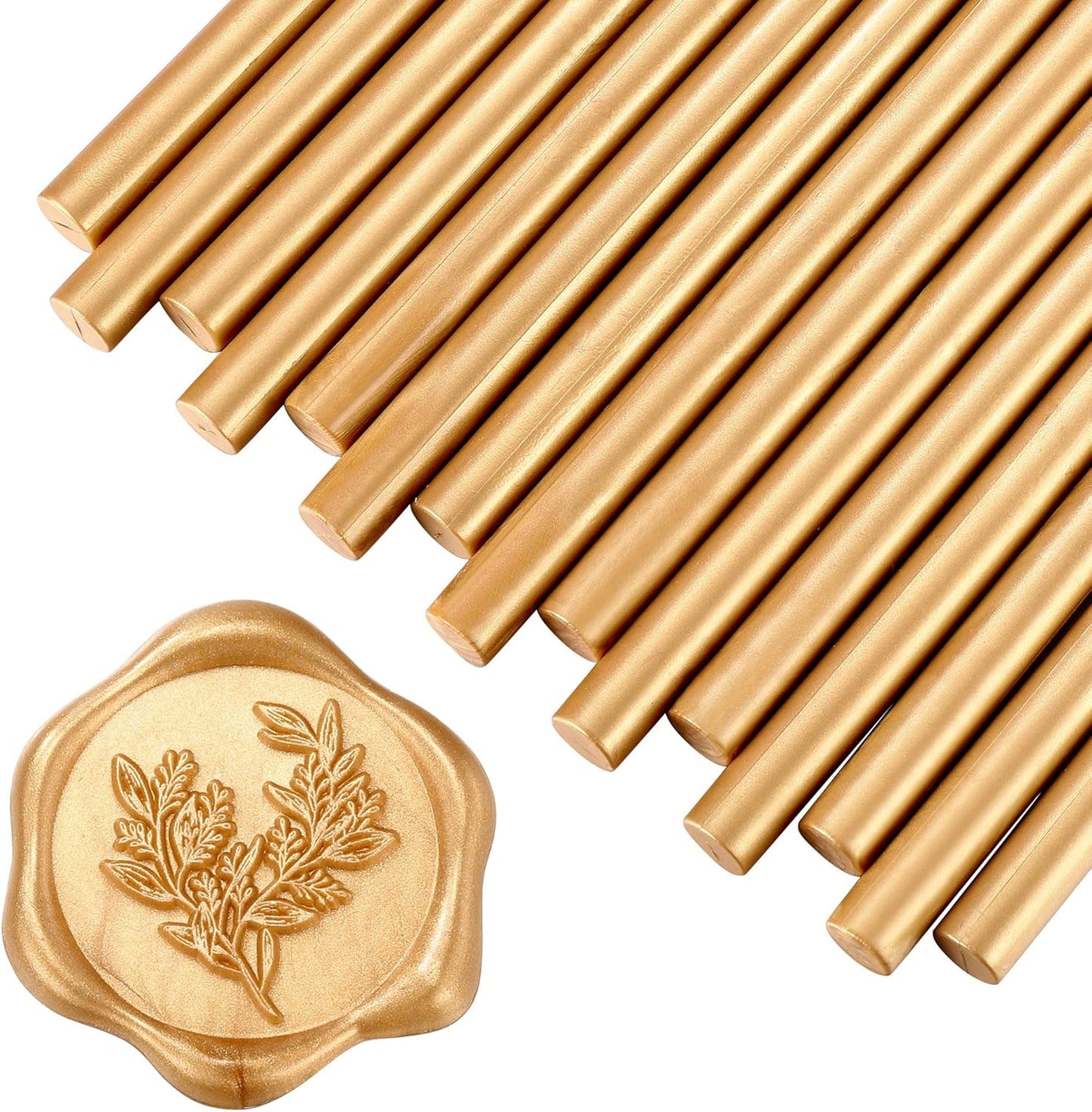 Yoption 15 Pieces Light Gold Glue Gun Sealing Wax Sticks for Wax Seal Stamp, Great for Wedding Invitations, Envelopes, Cards, Christmas Gift Ideas, Wine Packages (Light Gold)