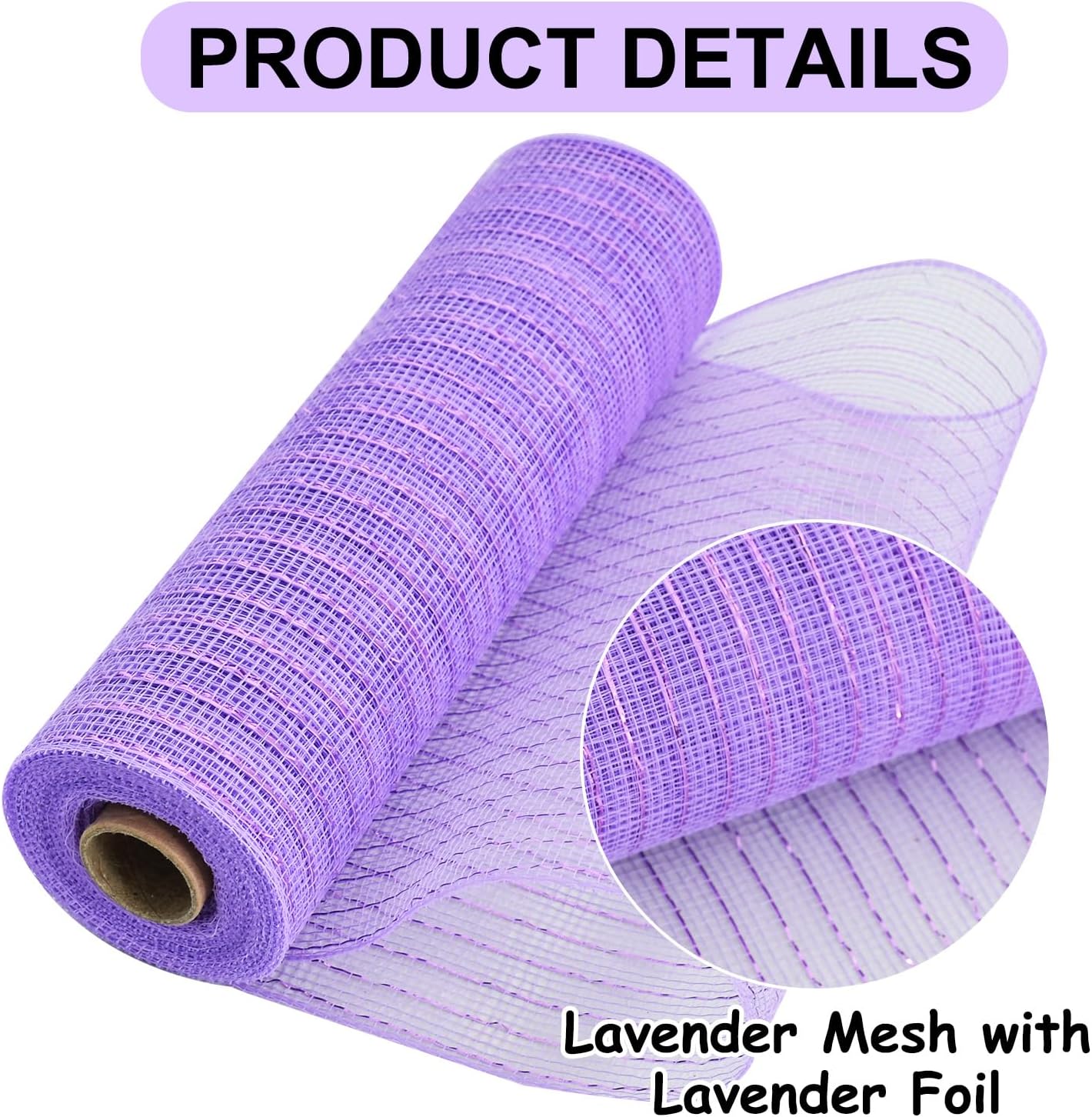TONIFUL 2 Rolls 10 Inch Lavender Purple Decorative Mesh Ribbbon Rolls, Fabric Mesh with Foil for Wreath Supplies, Front Door Wreath Tree Decor Christmas NewYears Halloween Decoration (10 yds/roll)