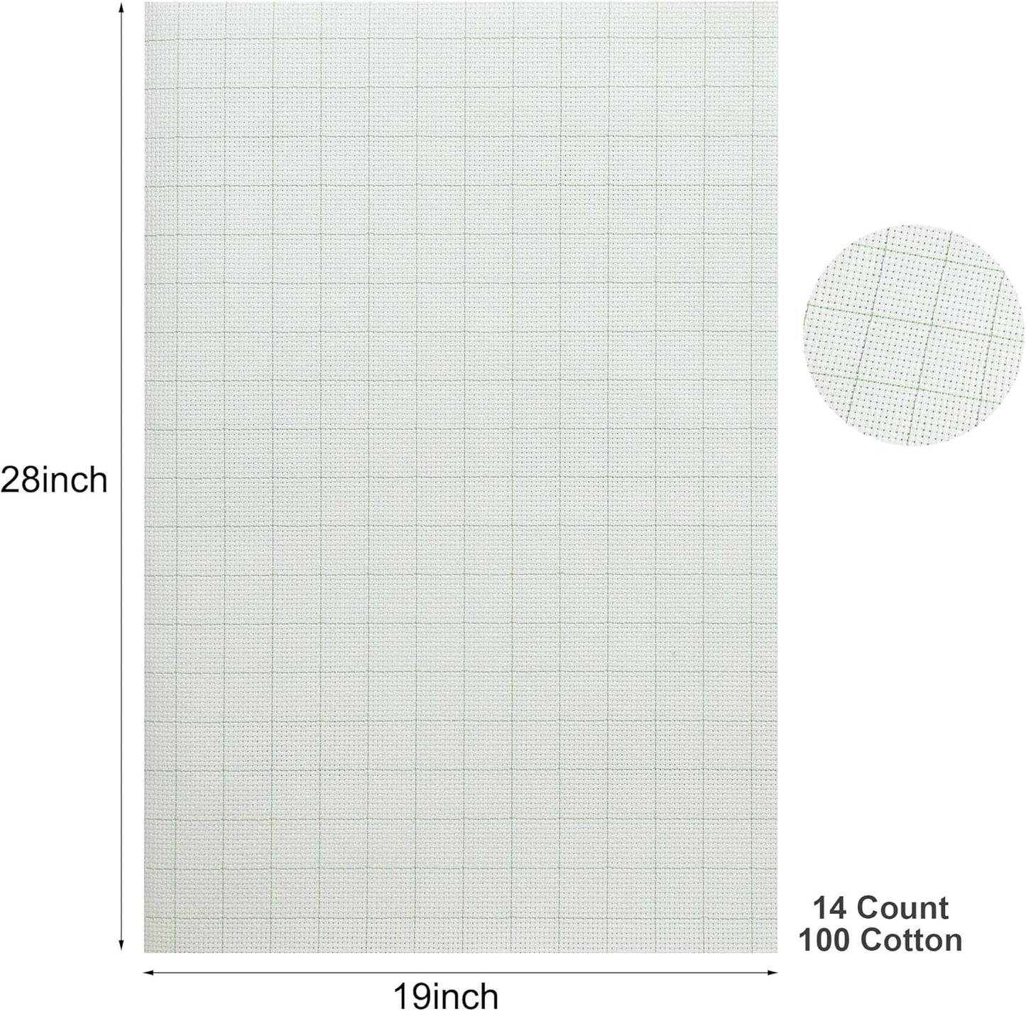 Aida Cloth 14 Count Cross Stitch Fabric,19×28inch (14CT,Grid)