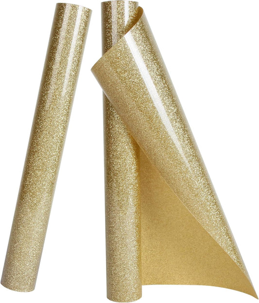TORC Champagne Glitter HTV Heat Transfer Vinyl 2 Rolls Iron on Vinyl for T Shirts Crafts 12 inch x 5 ft