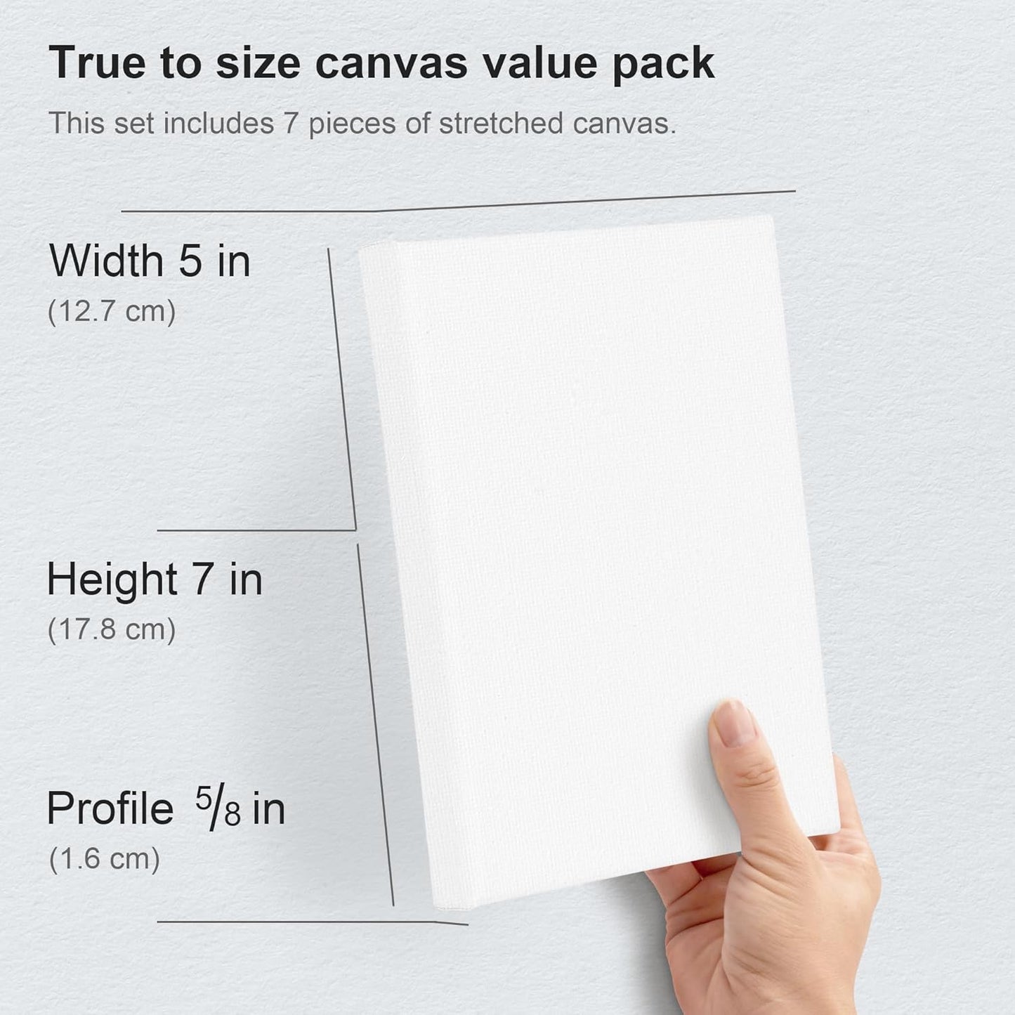 PHOENIX Stretched Canvas for Painting 5x7 Inch/7 Value Pack, 8 Oz Triple Primed 5/8 Inch Profile 100% Cotton White Blank Canvas,Small Framed Canvas for Oil Acrylic & Pouring Art