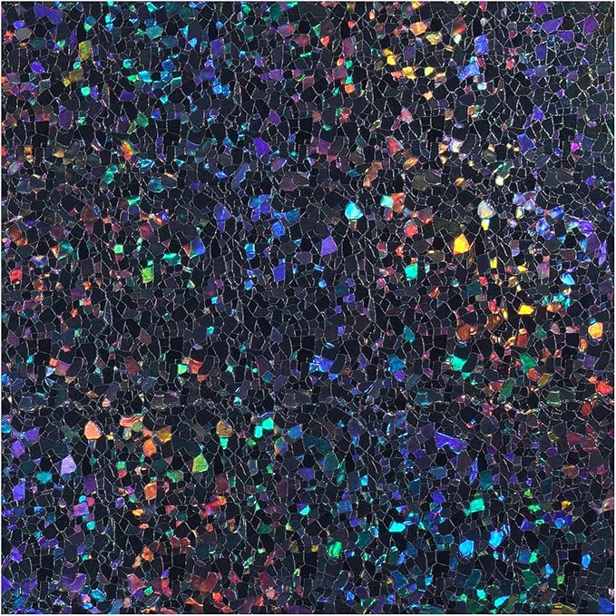 rabbitgoo Blackout Rainbow Window Privacy Film Decorative Stained Glass Diamond Pattern Window Sticker with Iridescent Tint Non-Adhesive Static Cling for Home Office Bathroom, 17.5 x 157.4 inch, Black
