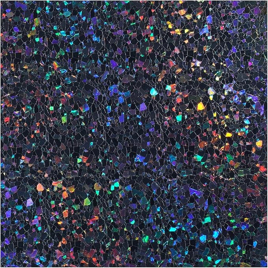 rabbitgoo Blackout Rainbow Window Privacy Film Decorative Stained Glass Diamond Pattern Window Sticker with Iridescent Tint Non-Adhesive Static Cling for Home Office Bathroom, 17.5 x 157.4 inch, Black