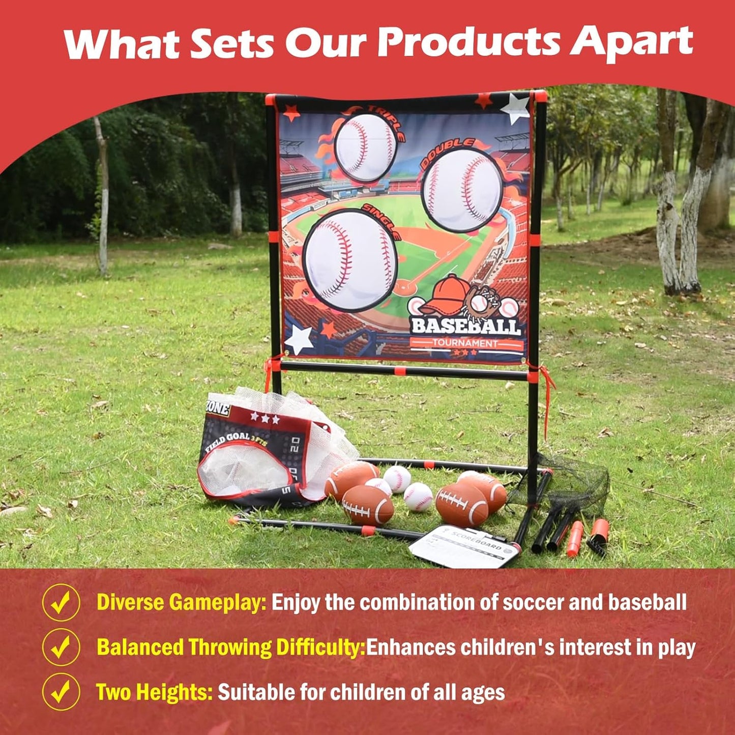Football Toss Game for Kids Ages 3-8 - Outdoor Toy for Backyard, Beach & Camping for Toddlers & Family Party Fun