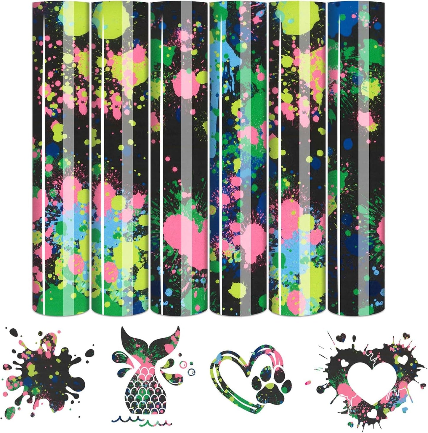 Tintnut Blue Splash HTV Transfer Vinyl - 6 Sheets 10"x12" Watercolor Patterned HTV Iron On Vinyl for T-Shirts & Hats