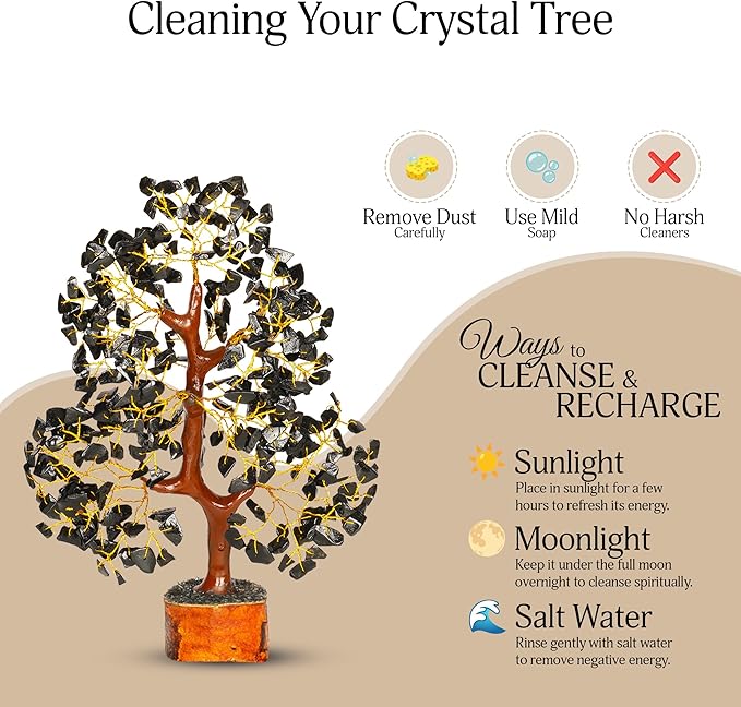 YATSKIA Black Tourmaline Crystal Tree of Life - Money Tree - Birthday Gifts for Women - Chakra Crystals and Stones - Positive Energy Gifts