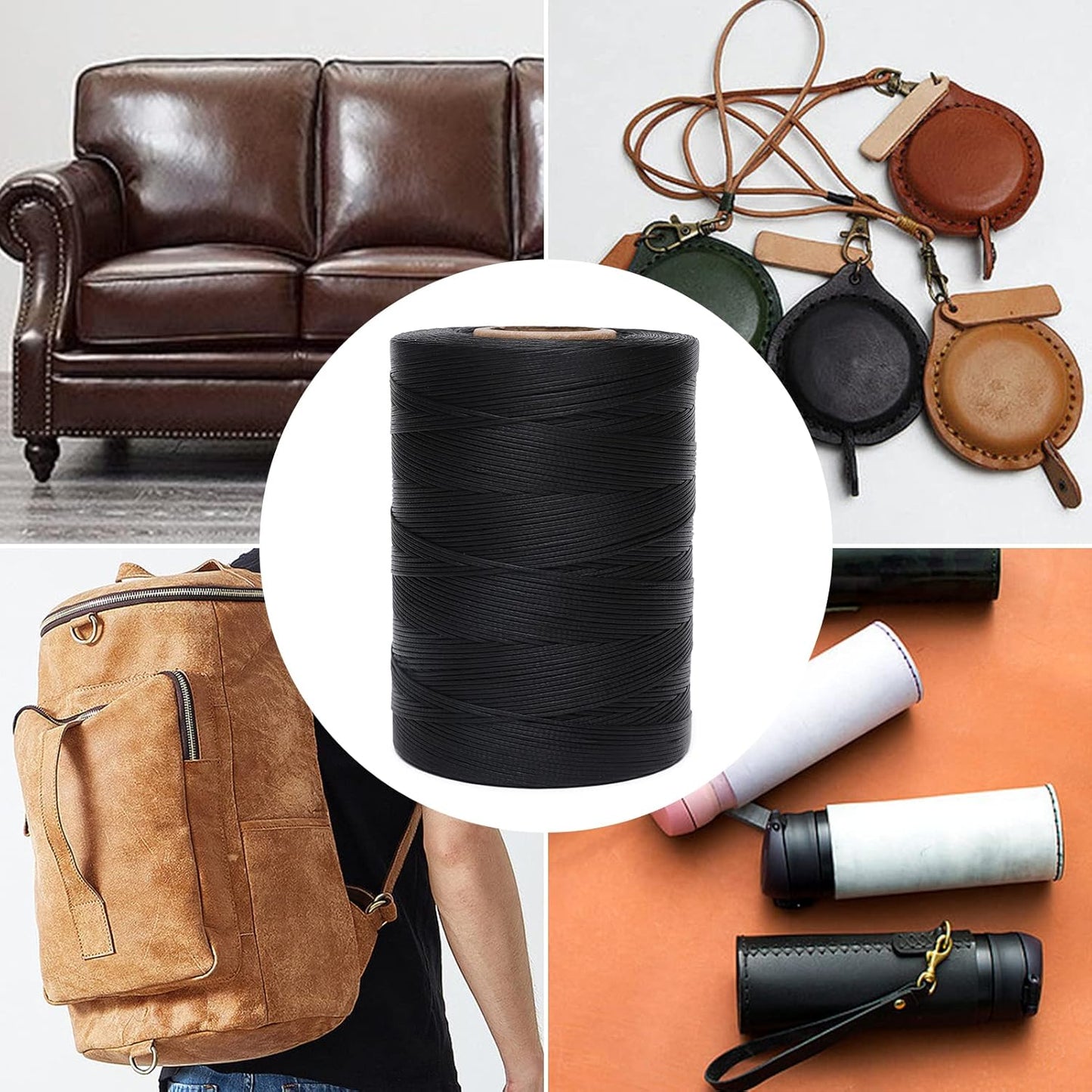 Waxed Thread,852Yards 150D 0.8mm Flat Polyester Wax Thread for Hand Sewing Leather Craft DIY Projects Shoes Repair Book Binding(Yellow)