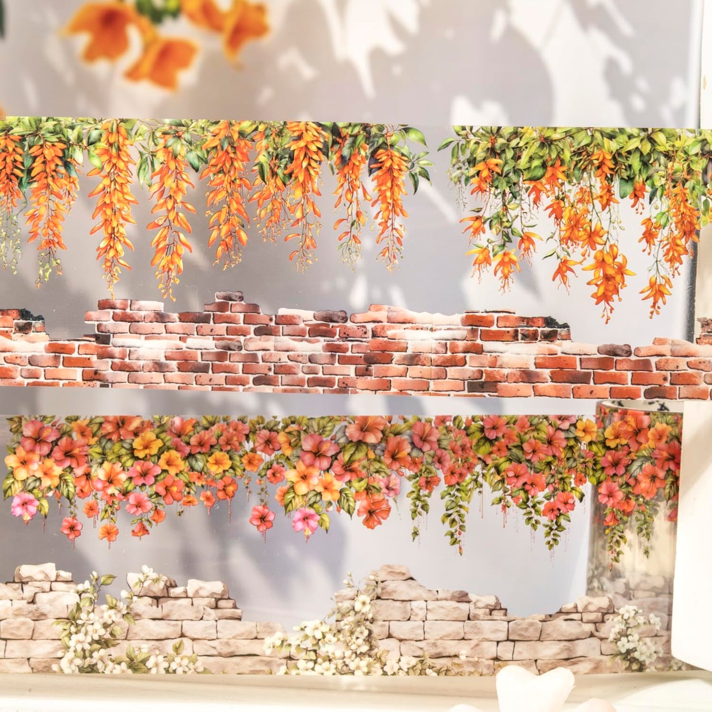 Flower Tape Stickers for Scrapbooking Supplies,6 Rolls PET Tape Stickers Set,Waterproof Washi Tape for Junk Journal,Journaling Supplies,DIY Craft(Floral Wa