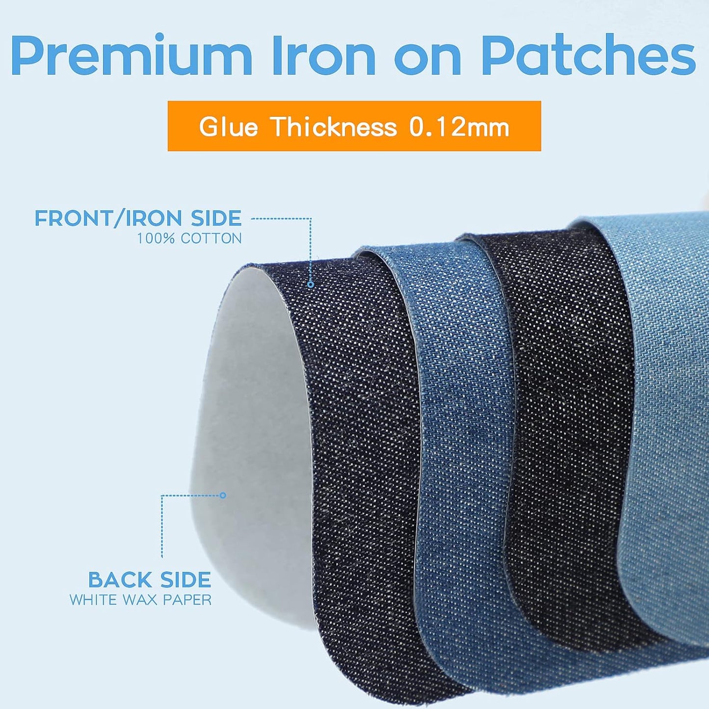 HTVRONT Iron on Patches for Clothing Repair, Cotton Patches Iron on, Dark Blue Repair Decorating Kit 20 Pieces Iron on Patch Size 3" by 4-1/4" (7.5 cm x 11 cm)