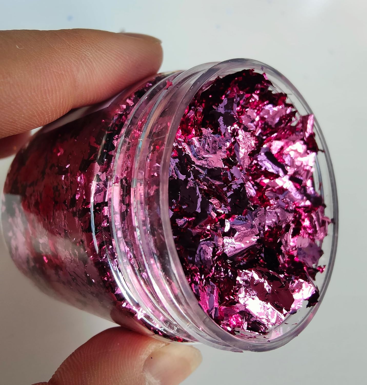 Gilding Flakes,Gold Foil Flakes for Resin,Blue Red Purple Pink Metallic Foil Flakes for Resin Jewelry Making,Nails,Painting Art,Crafts and Slime (Rose red)