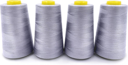 Tortoise 4 Cones of 3000 Yards Each Spool Thread for All Purpose, Serger, Overlock, Quilting, Sewing Machine - 40S/2 Gray 100% Polyester