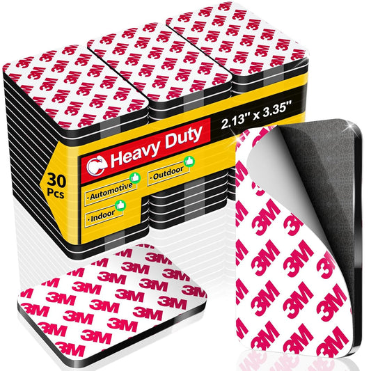 30 Pcs Large Strong Double Sided Adhesive Pads, Made of 3M, Heavy Duty Square Sticky Mounting Foam Tape for Car Décor Wall, 0.12" Thick Black Sticky Pads 2.13" x 3.35"