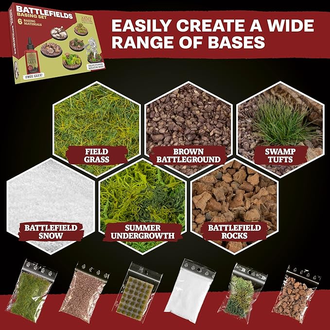 The Army Painter, Hobby Essentials Bundle - with Warpaints Fanatic Starter Set, Battlefield Basing Set, Wet Palette XL & 1 Dipit Brush - Perfect Miniature Painting Bundle for D&D and Warhammer
