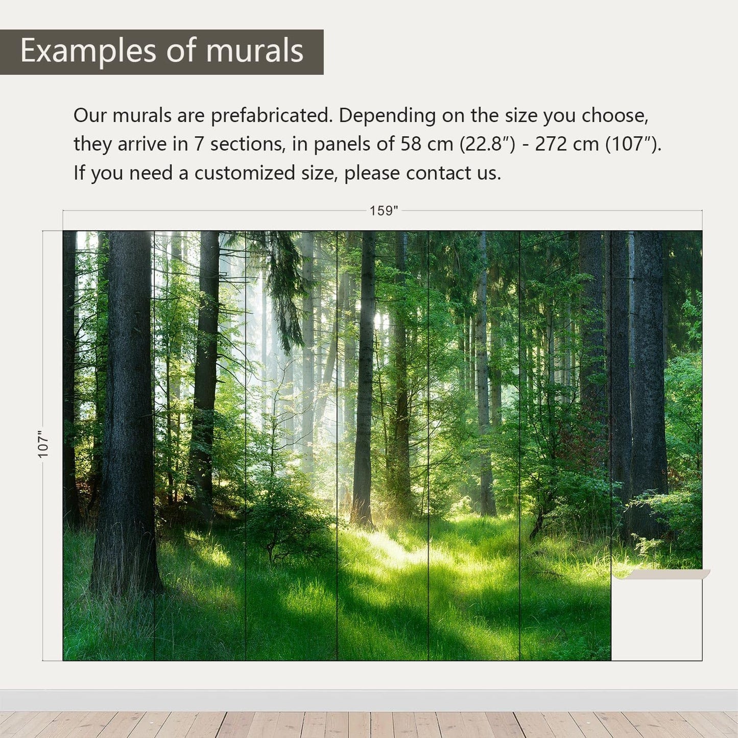 AFZEVEB-Green Forest Wallpaper Natural Landscape Wall murals for Bedroom 159"x107"(Not Peel and Stick)