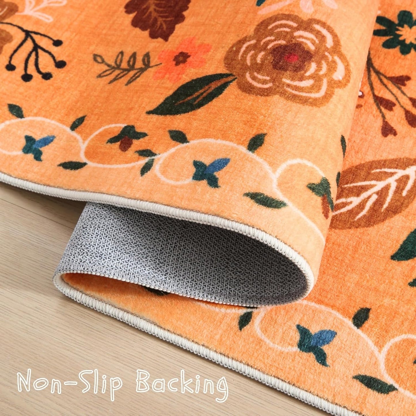 Rugcomf Runner Rug for Hallways Kitchen Rug Non Slip 2'6''x8' Washable Runner Rugs with Rubber Backing Soft Floral Carpet Runner for Hallways, Kitchen, Laundry, Bedroom, Bathroom(Yellow)