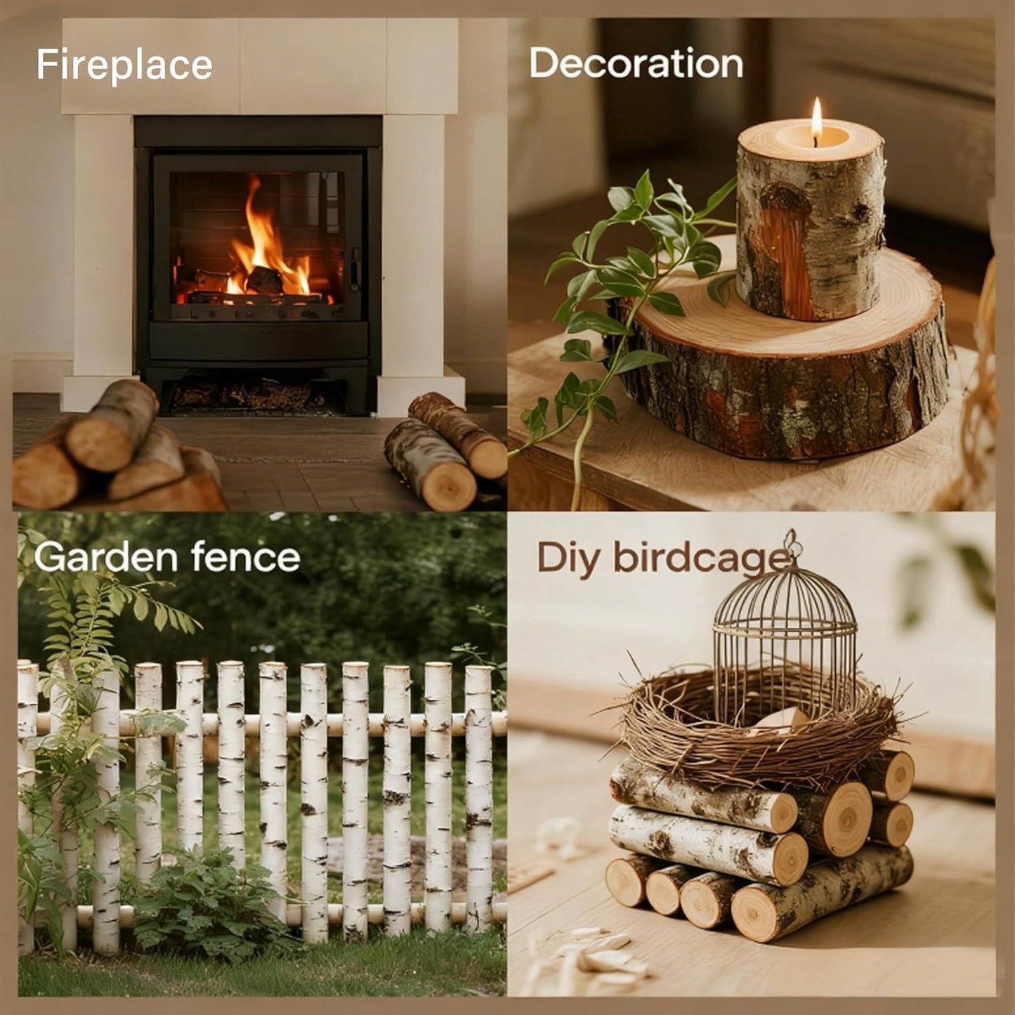 12-Pack White Birch Logs for Fireplace - Natural Decorative Birch Branches for Mantel, Fake Fireplace, Indoor Decor, DIY Crafts, and Planter Decoration (0.8"-1.6" Dia. x 16" Long)