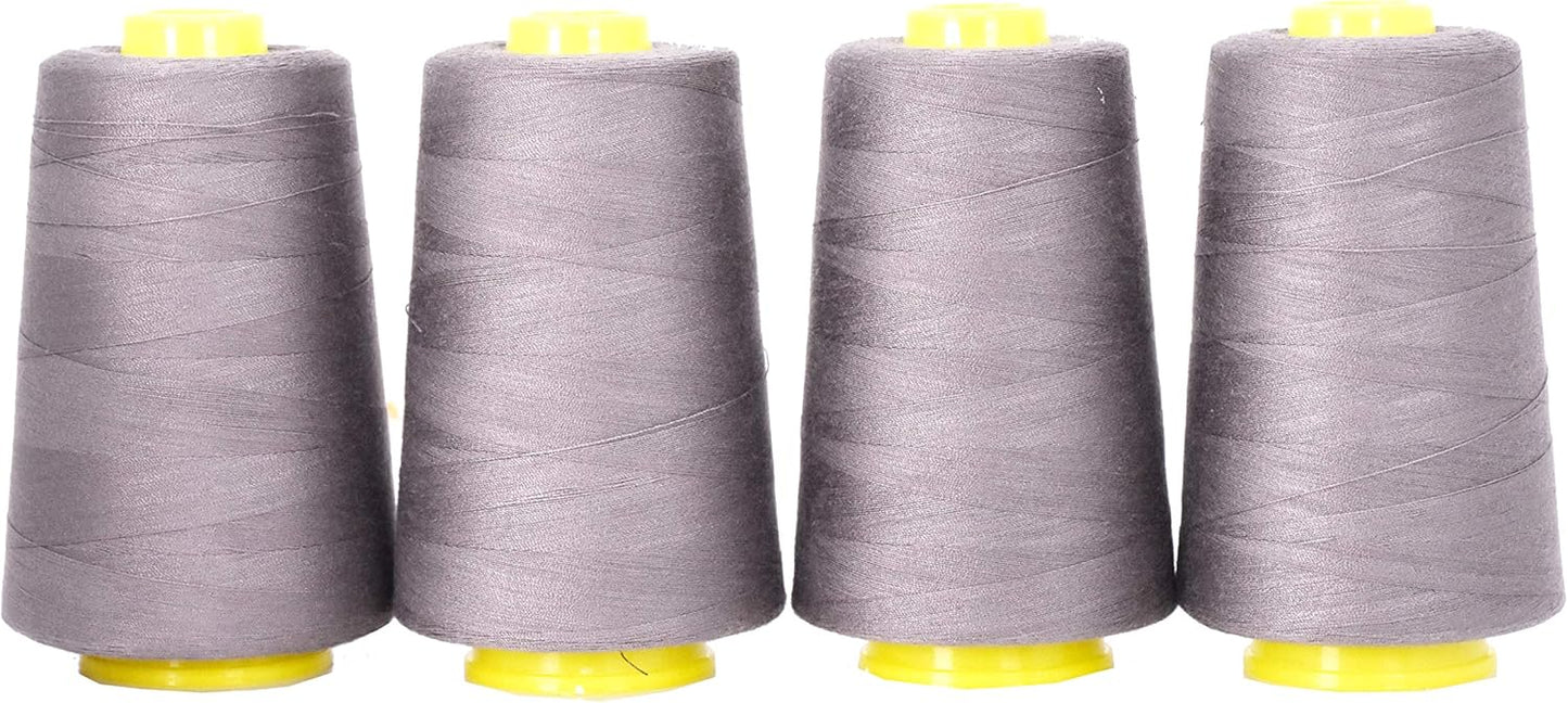 Mandala Crafts 4 Pack of Serger Threads Cones Spools - 40S/2 24000 Yards Polyester Taupe Threads for Sergers Machine and Overlock Quilting Sewing Machine