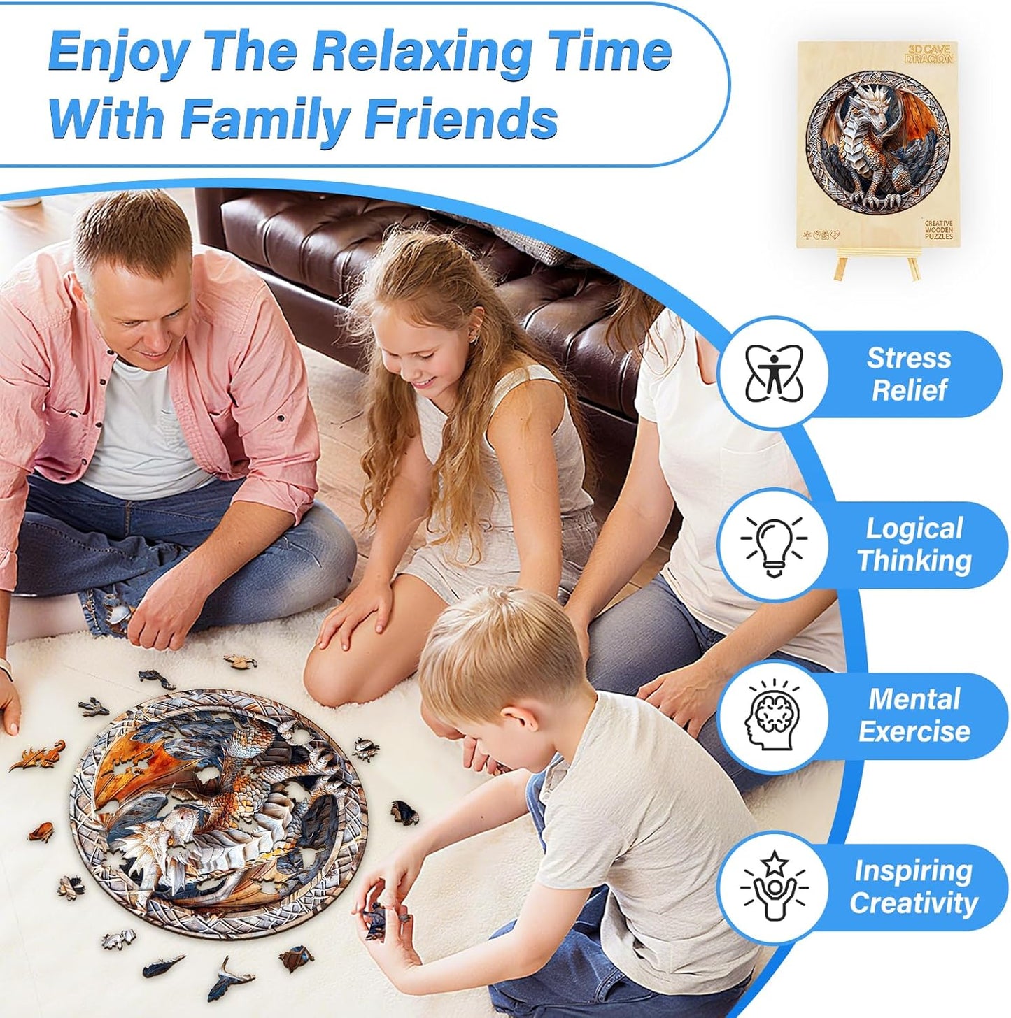 Wooden Puzzles for Adults, Cave Dragon Wood Puzzle, Wood Adult Puzzle, Wooden Puzzle for Family Game and Birthday Gifts for Women Men (L-13.4 * 13.4in 300pcs)