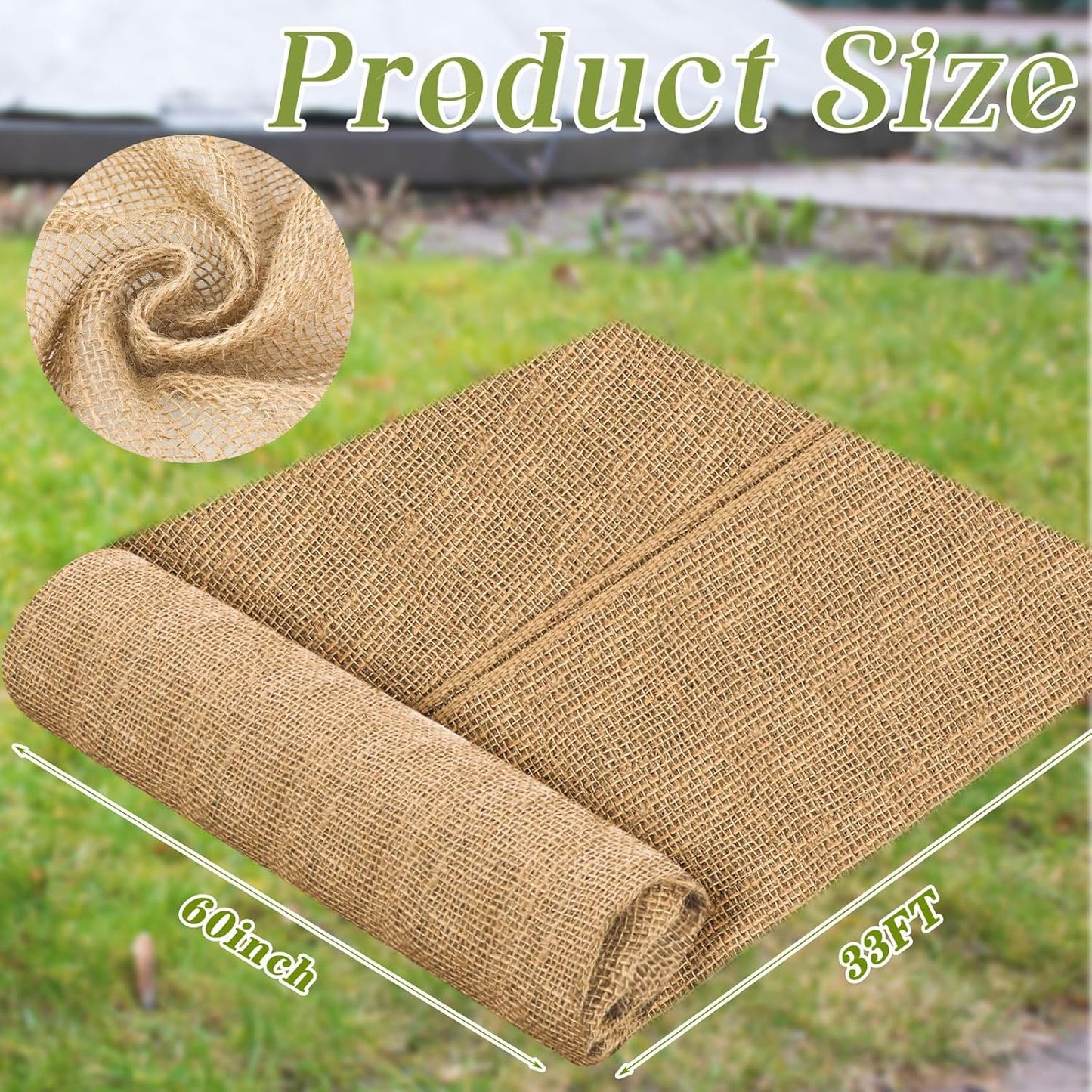 Buryeah 60 Inch x 33 ft Burlap Fabrics Roll Natural Jute Burlap Tree Wraps Protector Winter Frost Plant Blankets Cloth Weed Barrier Fabric Garden Plants for Winter Outdoor Trees Shrubs Party