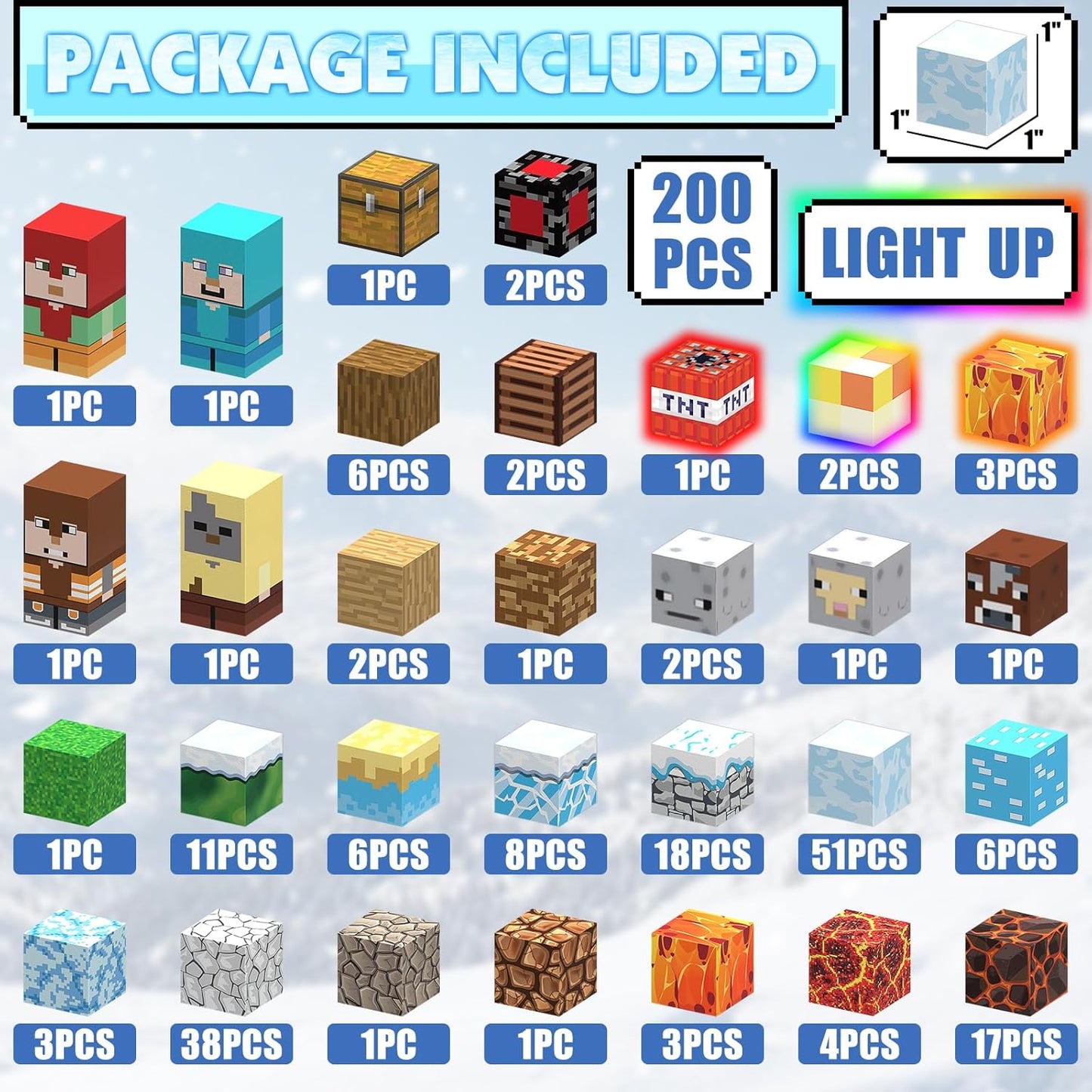 200PCS Magnetic Building Blocks, Magnetic Blocks Building STEM Construction Toys, Montessori Sensory Stacking Toy for Toddlers, Magnet Cubes with Light Blocks for Boys Girls Age 3 4 5 6 7 8-12