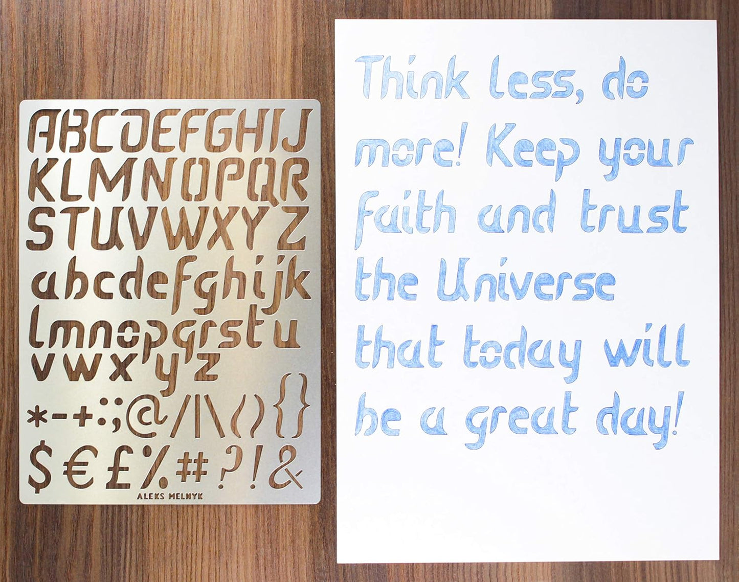 Aleks Melnyk No.44 Pyrography Stencils, Wood Burning 3 PCS Templates, Metal Letters Stencil for Engraving Wood and Patterns, Alphabet and Number, Lettering, Letting, Stainless Steel