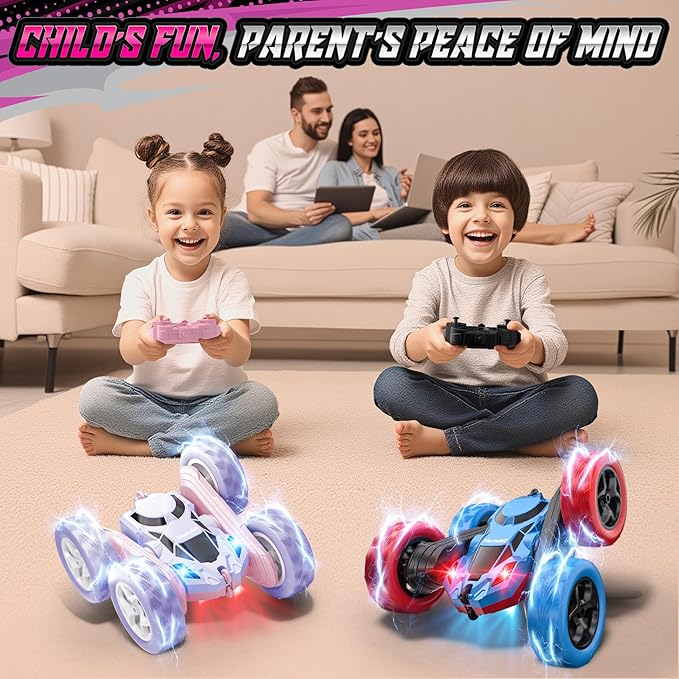 Remote Control Car for Girls, Double-Sided Color Design Stunt RC Vehicle, Upgraded 4WD USB-C Rechargeable Toy, 2.4GHz Fast Electric STEM Toy, Birthday Age 6+
