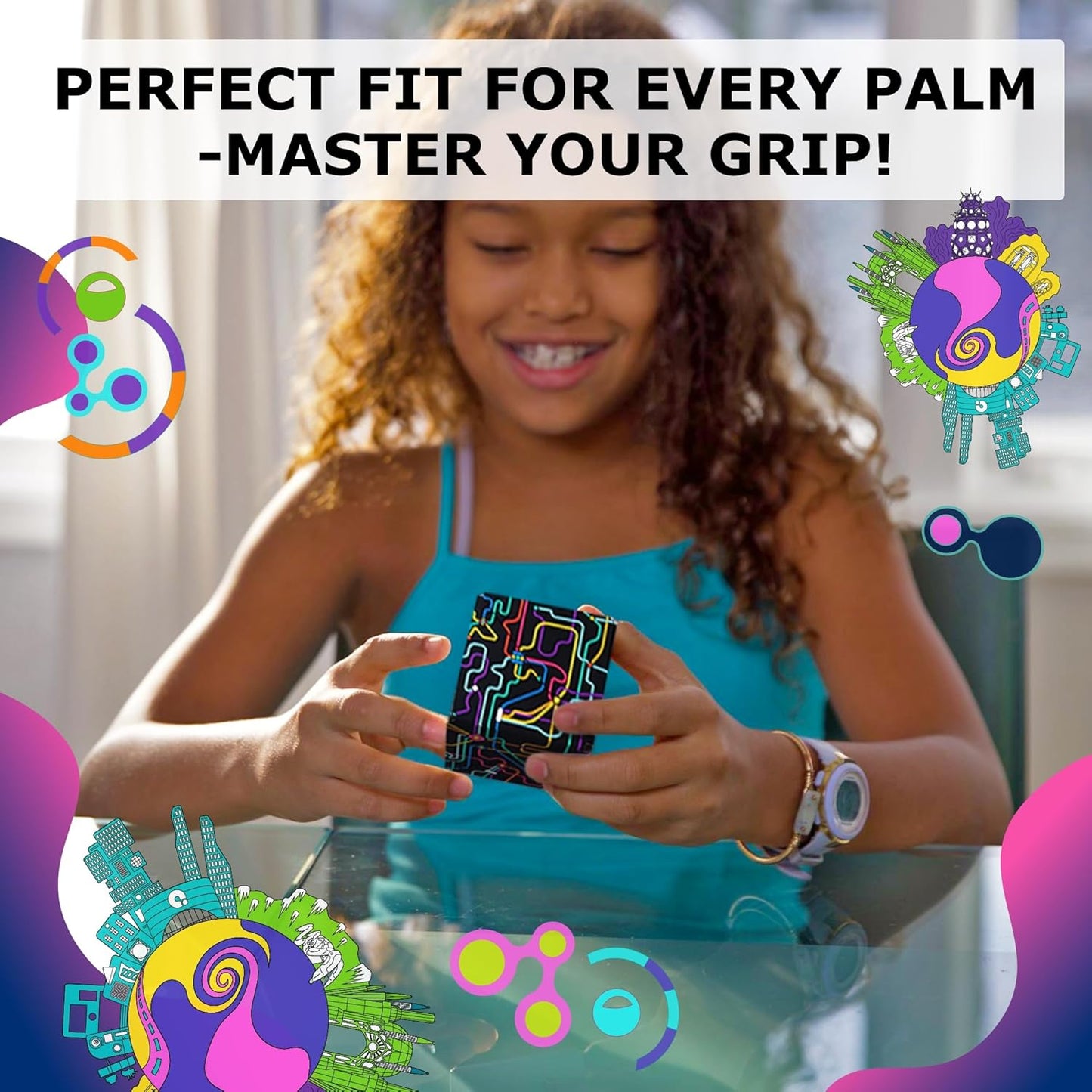 SHASHIBO Shape Shifting Box - Award-Winning Fidget Toy w/ 36 Rare Earth Magnets - Fidget Cube Transforms Into Over 70 Shapes, Sensory Toy Gift for Kids, Teens, and Adults (QDOT Map)