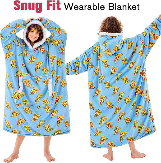 yescool Wearable Blanket Hoodie, Flannel Sherpa Fleece Blanket Sweatshirt for Adults Women Men,One Size Fits All
