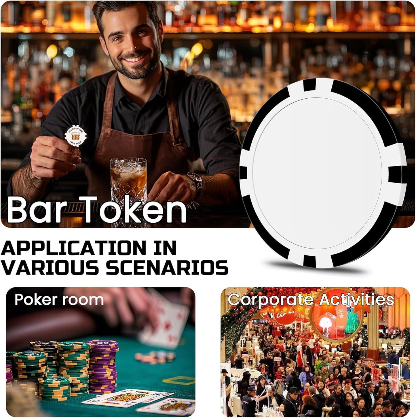 50 Custom Poker Chips, Personalized with Your own Logo, Photo or Text - 11.5g Casino Chips for Poker Gram, Tournaments, Business Card, Token