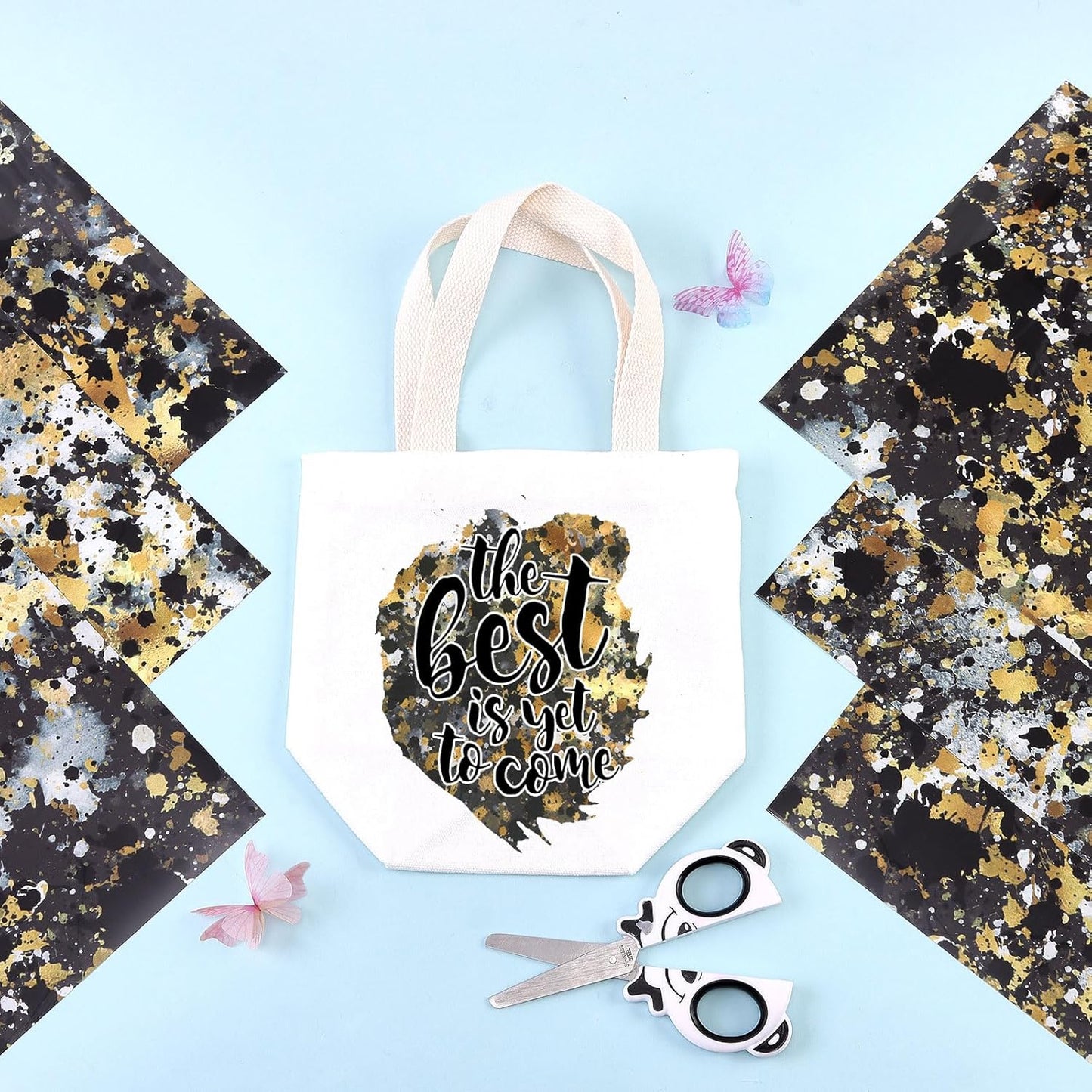 Tintnut Black Gold Splash Heat Transfer Vinyl - 6 Sheets 10"x12"Watercolor HTV Patterned HTV Iron On Vinyl for T-Shirts Hats Clothes,for Cricut & Silhouette Cameo