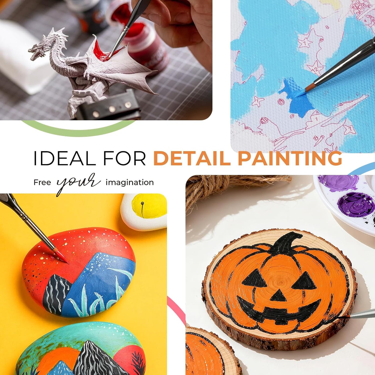 Nicpro 15 PCS Micro Fine Detail Paint Brush Set, Small Miniature Fine Tip Detail Brushes Kit for Acrylic Oil Watercolor, Models, Paint by Numbers, Miniature Painting, Craft, Rock Painting (Black)