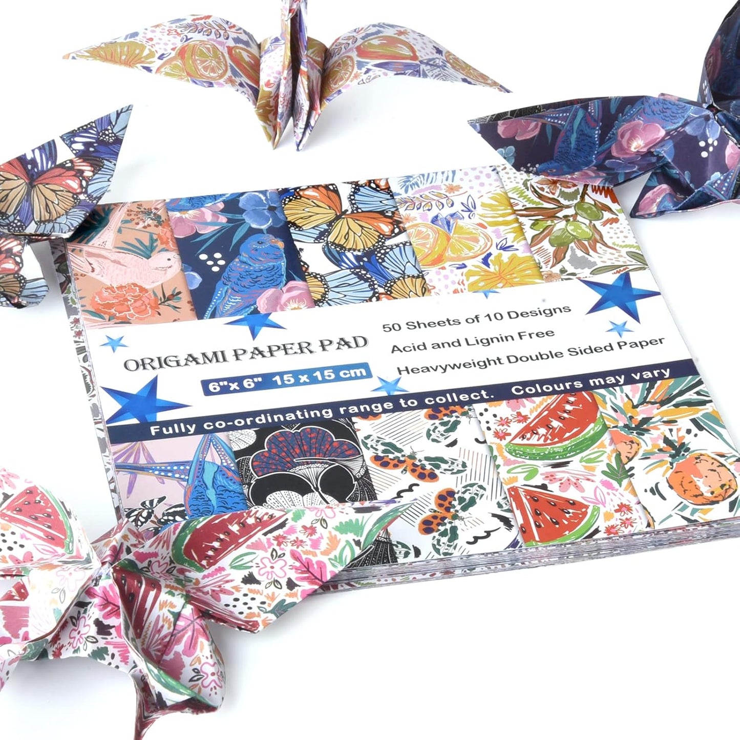 Origami Paper Kit 100 Sheets 6 Inch Square Double Sided Color 20 Vivid Colors for Hand Crafts Origami Paper Arts Creativity.Summer