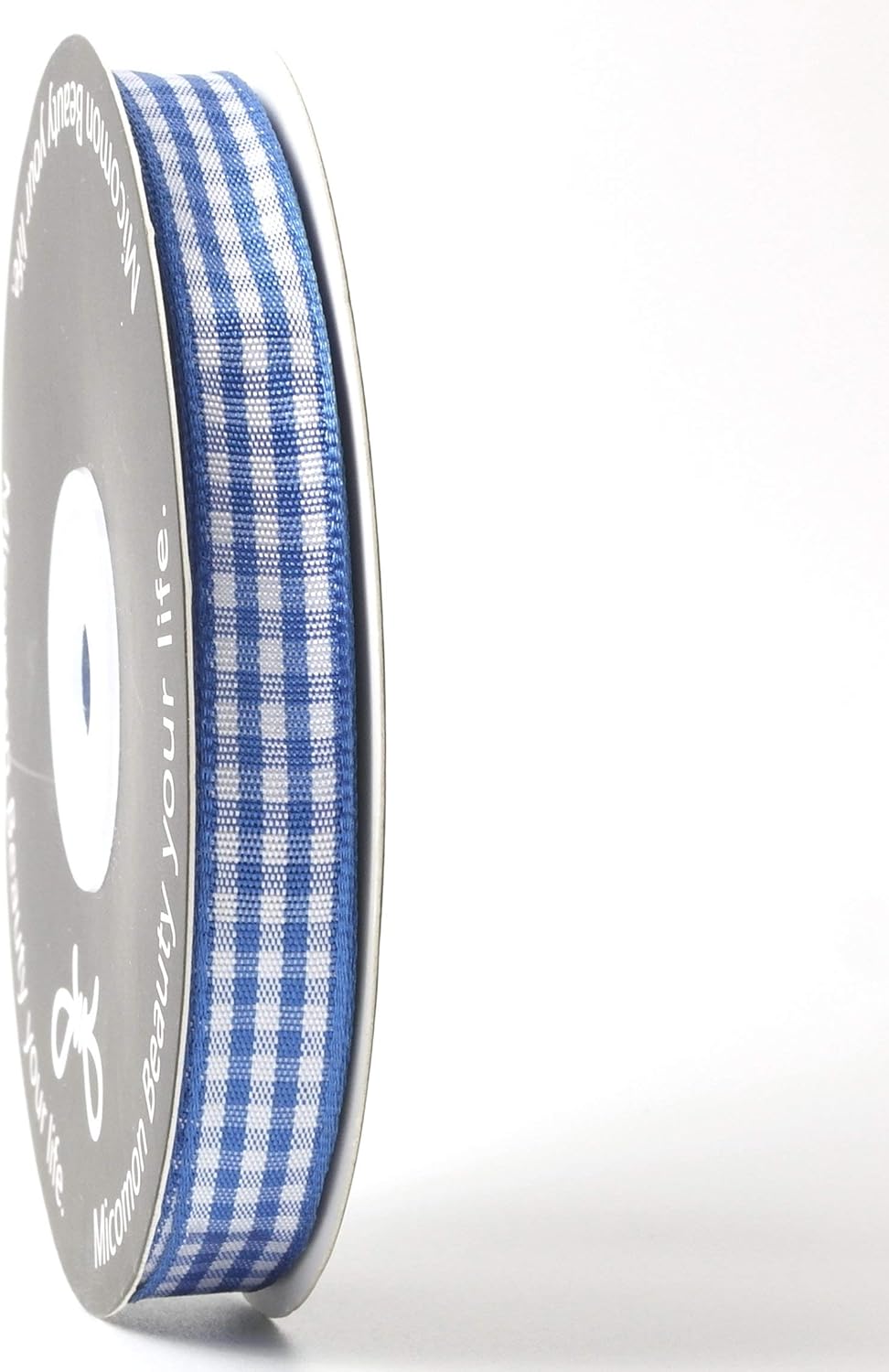 Ink Blue Gingham Plaid Checked Ribbon 25 Yard Each Roll 100% Polyester (3/8", Ink Blue)