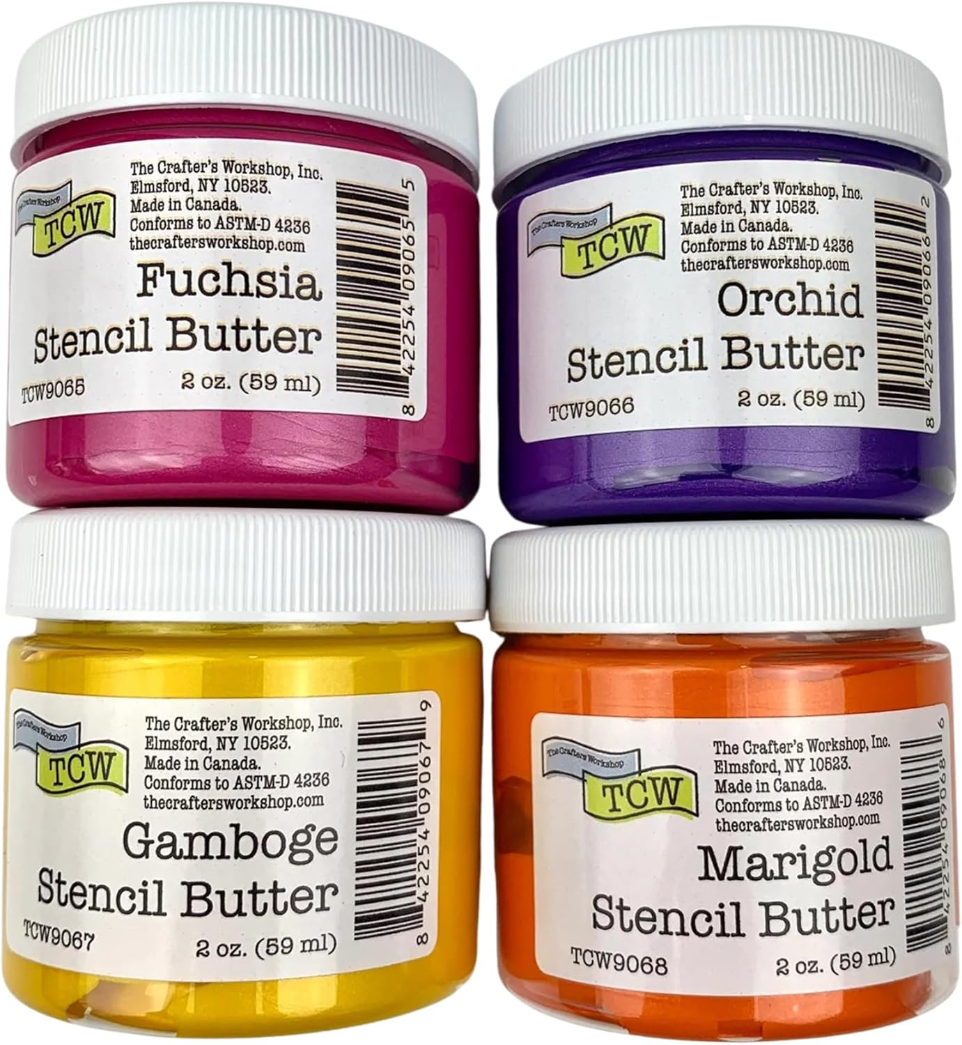 The Crafter's Workshop Stencil Butter - Mardi Gras Acrylic Paint Set - Boutique Metallic Texture Paste for Art, Canvas, Journals, & Cards - 4 x 2oz Jars