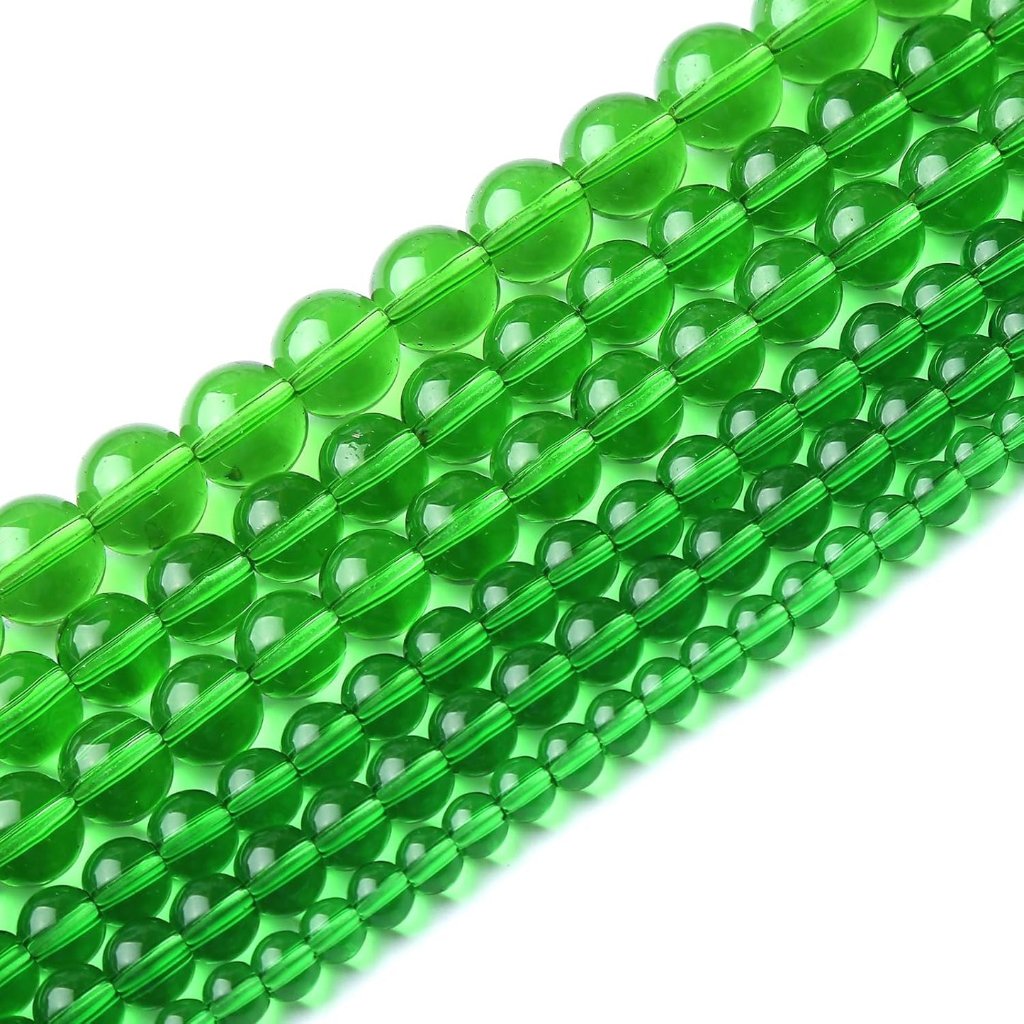 38pcs 10mm Smooth Green Crystal Glass Quartz Beads Round Loose Beads for Jewelry Making DIY Bracelet Necklace 15" Energy Healing Power Stone Beads (10mm, Green Crystal Glass)