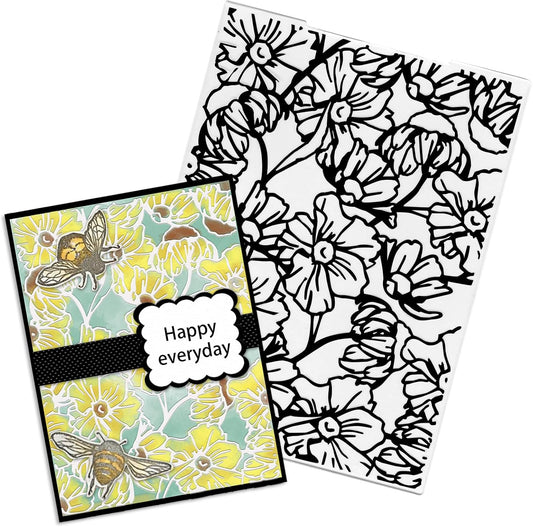 Daisy Flower Background Embossing Folder, Plastic Textured Impressions Chrysanthemum Embossing Folder Template for Card Making Summer Spring Scrapbooking Paper Craft Album Stamps DIY Décor