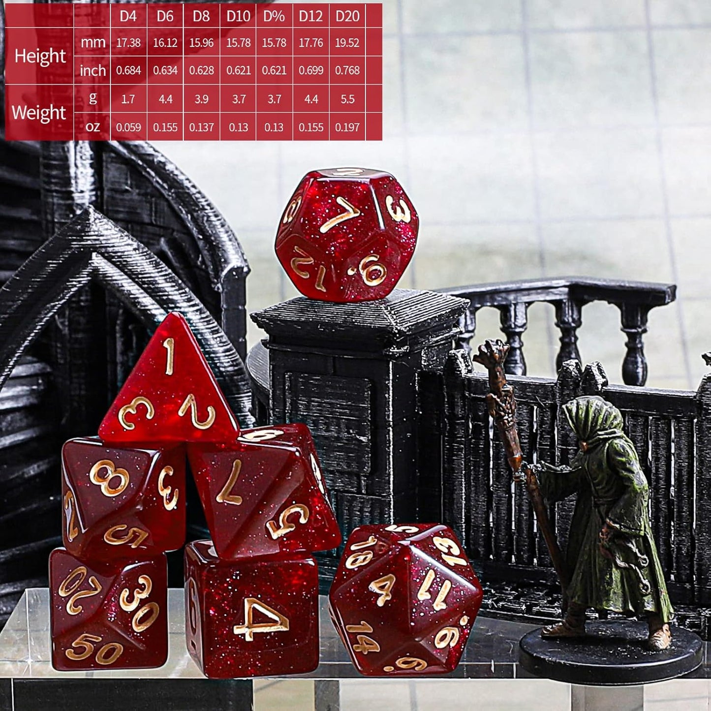 CiaraQ DND dice Set 10x7 Polyhedral Dice (70 pcs) for Dungeons and Dragons RPG MTG Role Playing Table Games with 1 Drawstring Bag