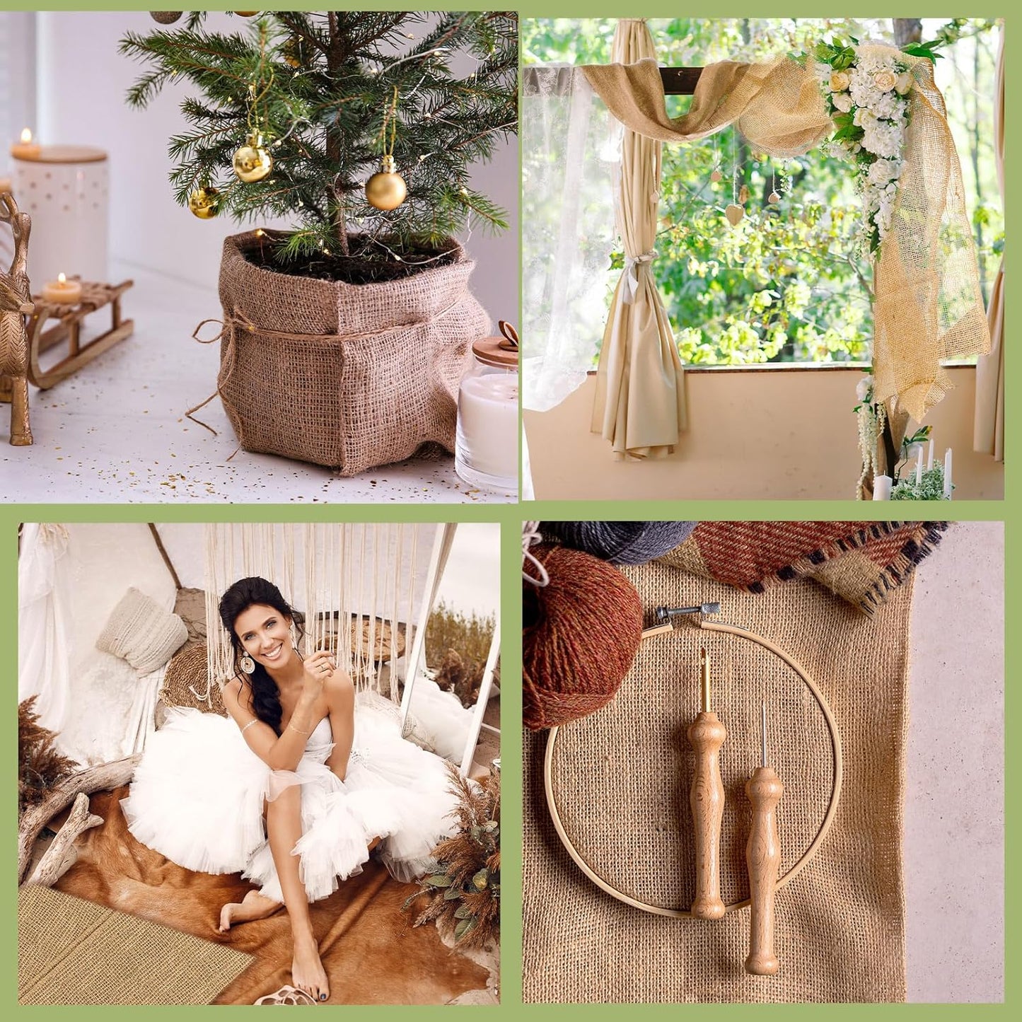 Buryeah 60 Inch x 100 ft Burlap Fabrics Roll Natural Jute Burlap Tree Wraps Protector Winter Frost Plant Blankets Cloth Weed Barrier Fabric Garden Plants for Winter Outdoor Trees Shrubs Party