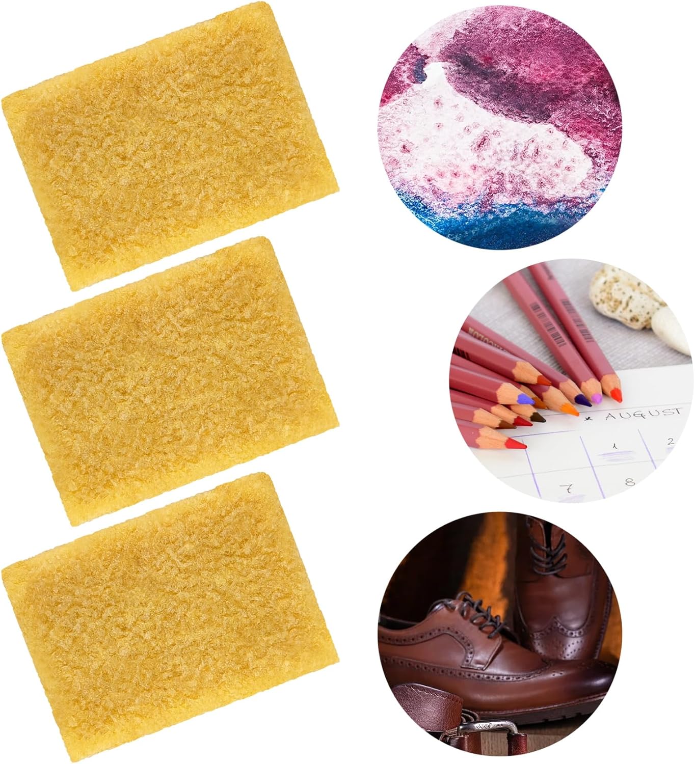 3 PCS 2.8 * 2.0 * 0.31 inches Rubber Cement Eraser, Rubber Eraser, for Removing Adhesive and Residues from Plastic Paper, Large