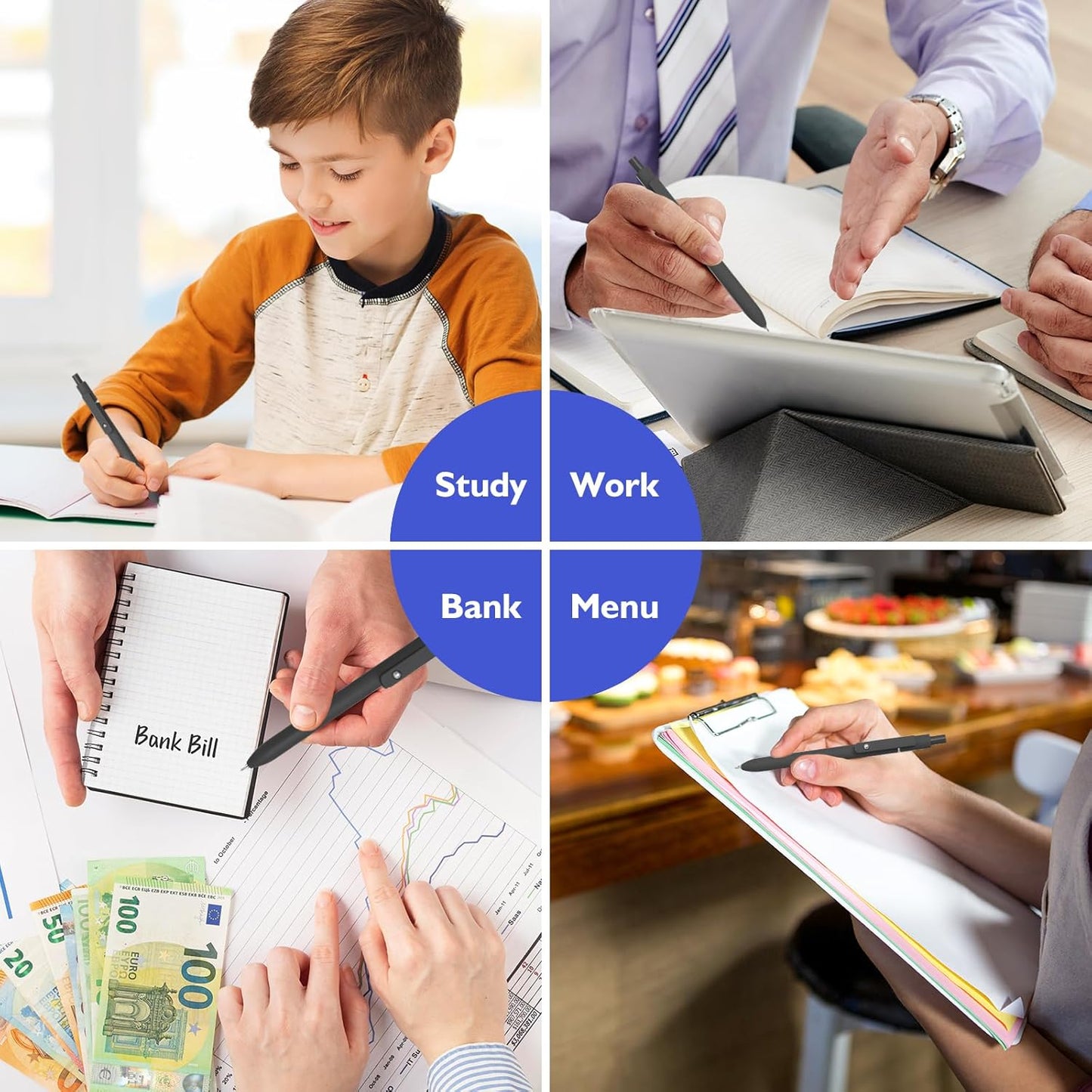 Vanhench 6PCS Elegant Black Gel Pens, Cool Construction Accessories for Dad Boyfriend, Birthday Gifts for Men/Him (6PCS Elegant Black)