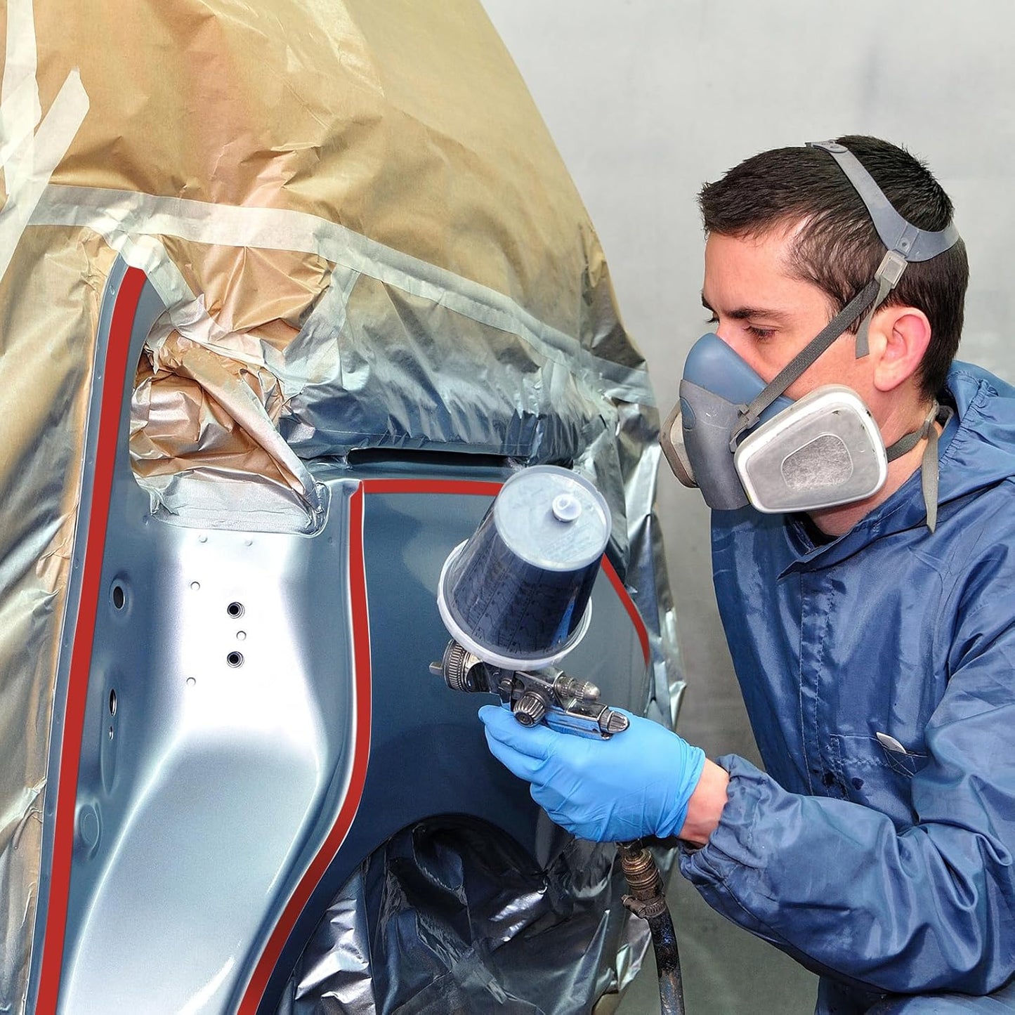 Epakh 4 Rolls Pinstripe Tape, Masking Tape in 1/16, 1/8, 1/4 and 1/2 Inch Wide, for Painters Automotive DIY Car Auto Paint Art (Red,55 yd)