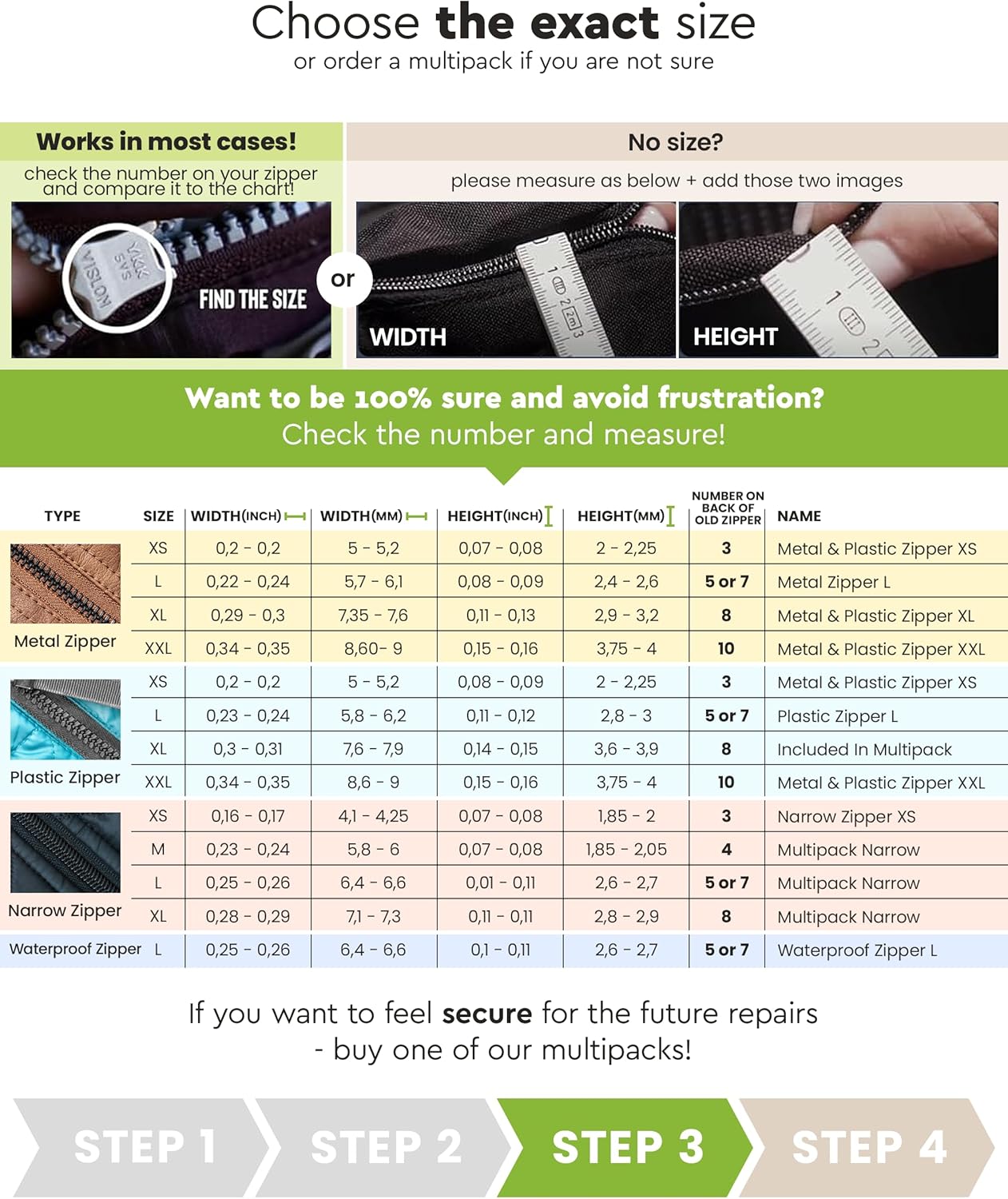 ZlideOn Zipper Pull Replacement - Black, Normal Multipack (4 Pieces) - Instant Zipper Replacement Slider for Metal Zippers